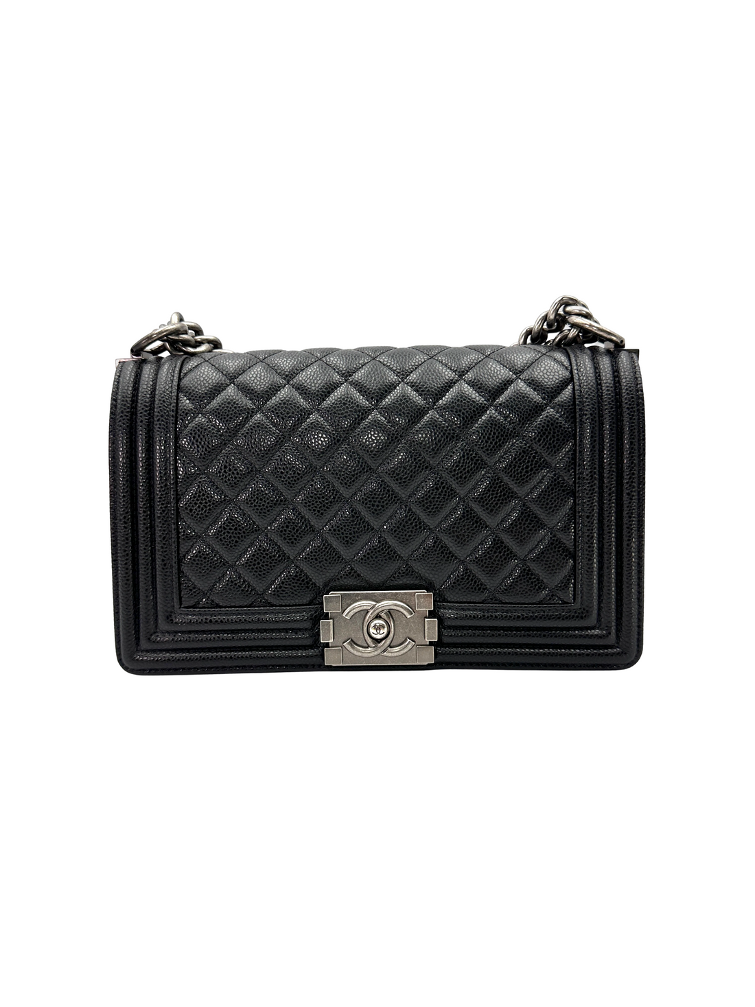 Chanel LeBoy Black Quilted Leather Flap Bag With Silver Buckle(17***23) CC2388