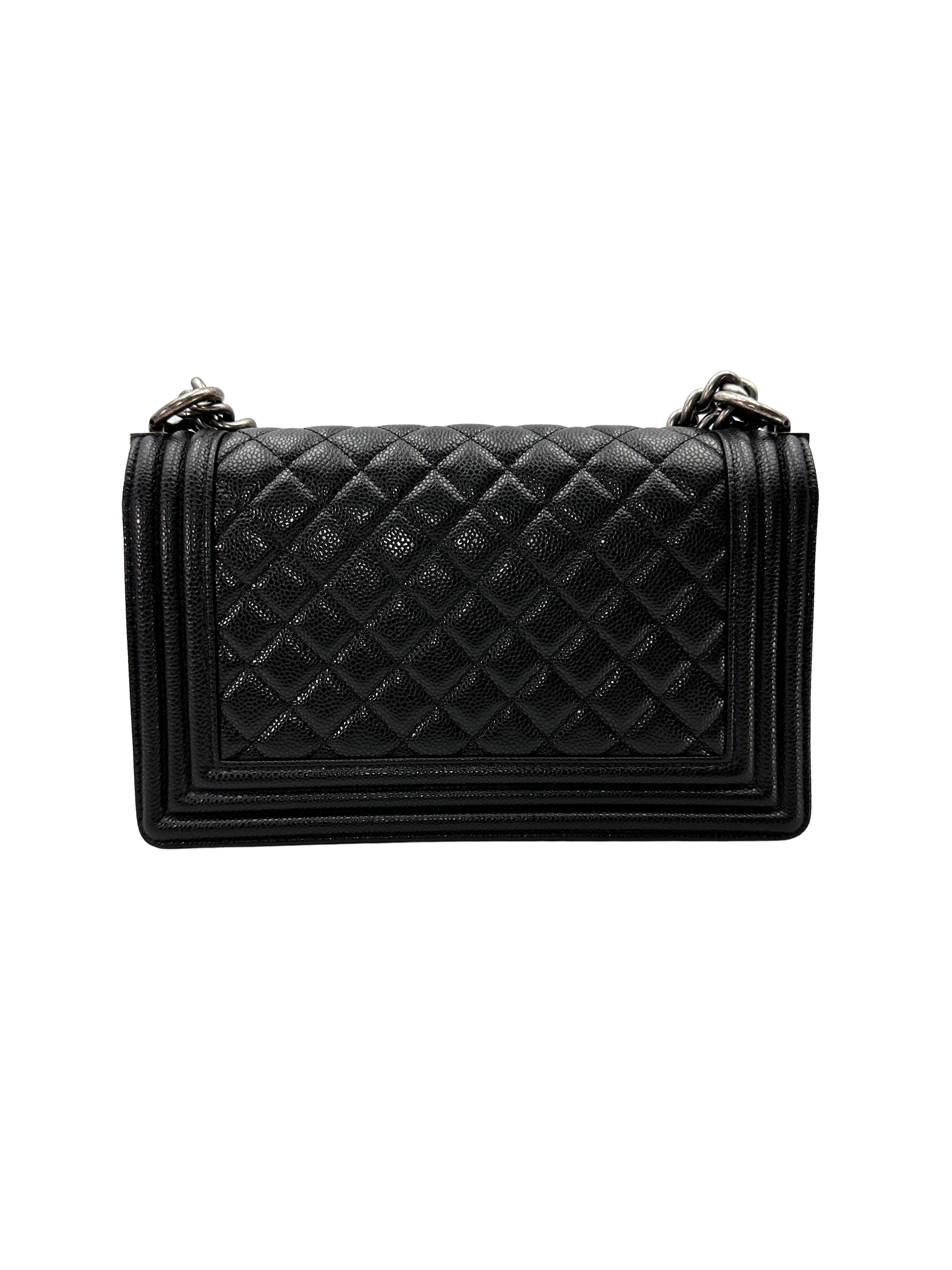 Chanel LeBoy Black Quilted Leather Flap Bag With Silver Buckle(17***23) CC2388