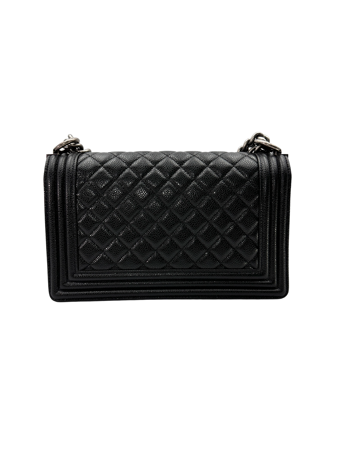 Chanel LeBoy Black Quilted Leather Flap Bag With Silver Buckle(17***23) CC2388