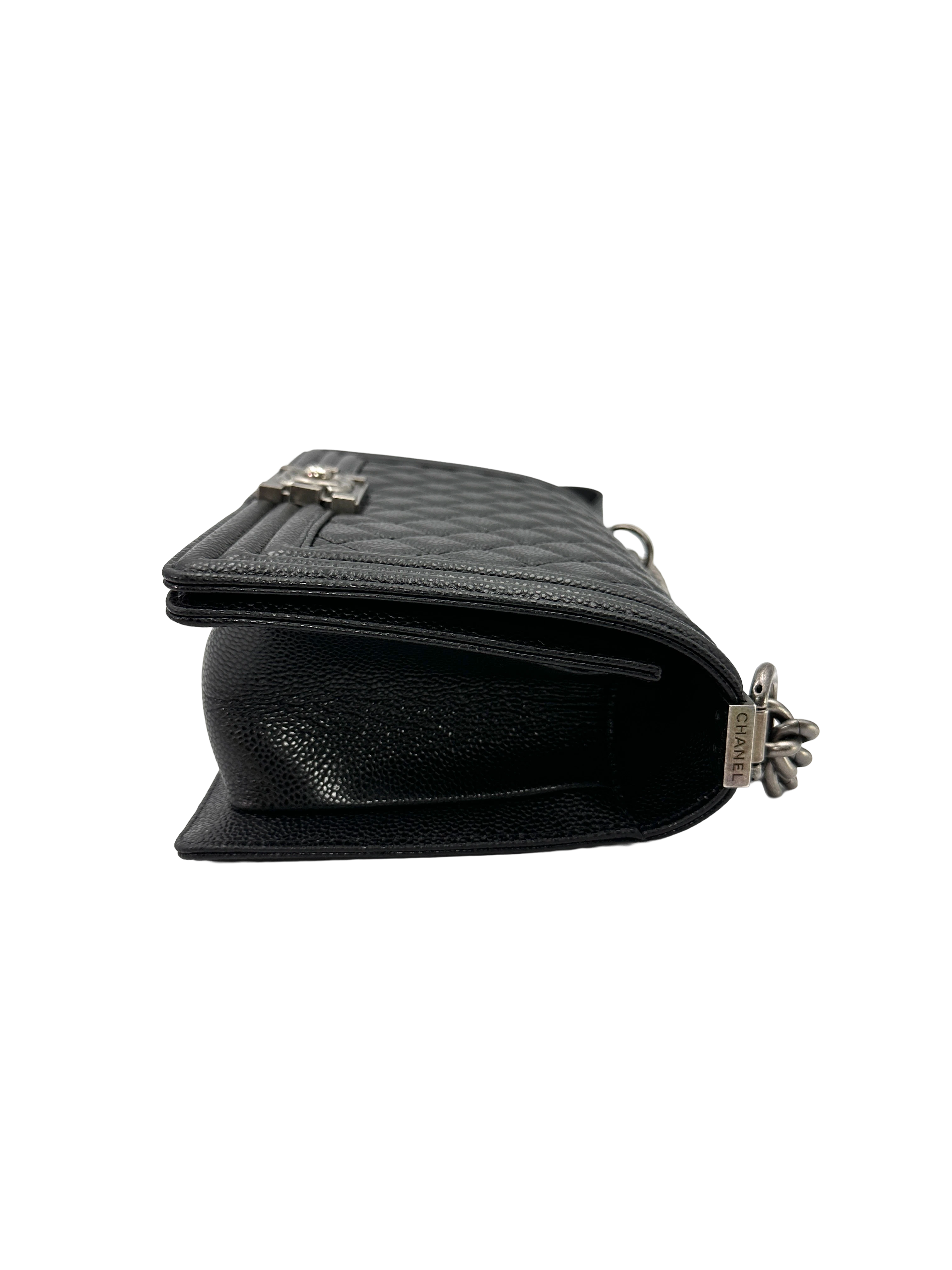 Chanel LeBoy Black Quilted Leather Flap Bag With Silver Buckle(17***23) CC2388