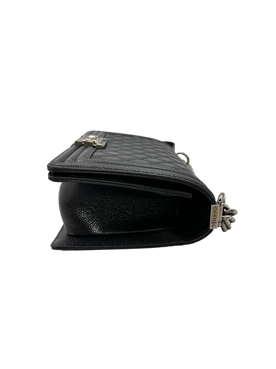 Chanel LeBoy Black Quilted Leather Flap Bag With Silver Buckle(17***23) CC2388
