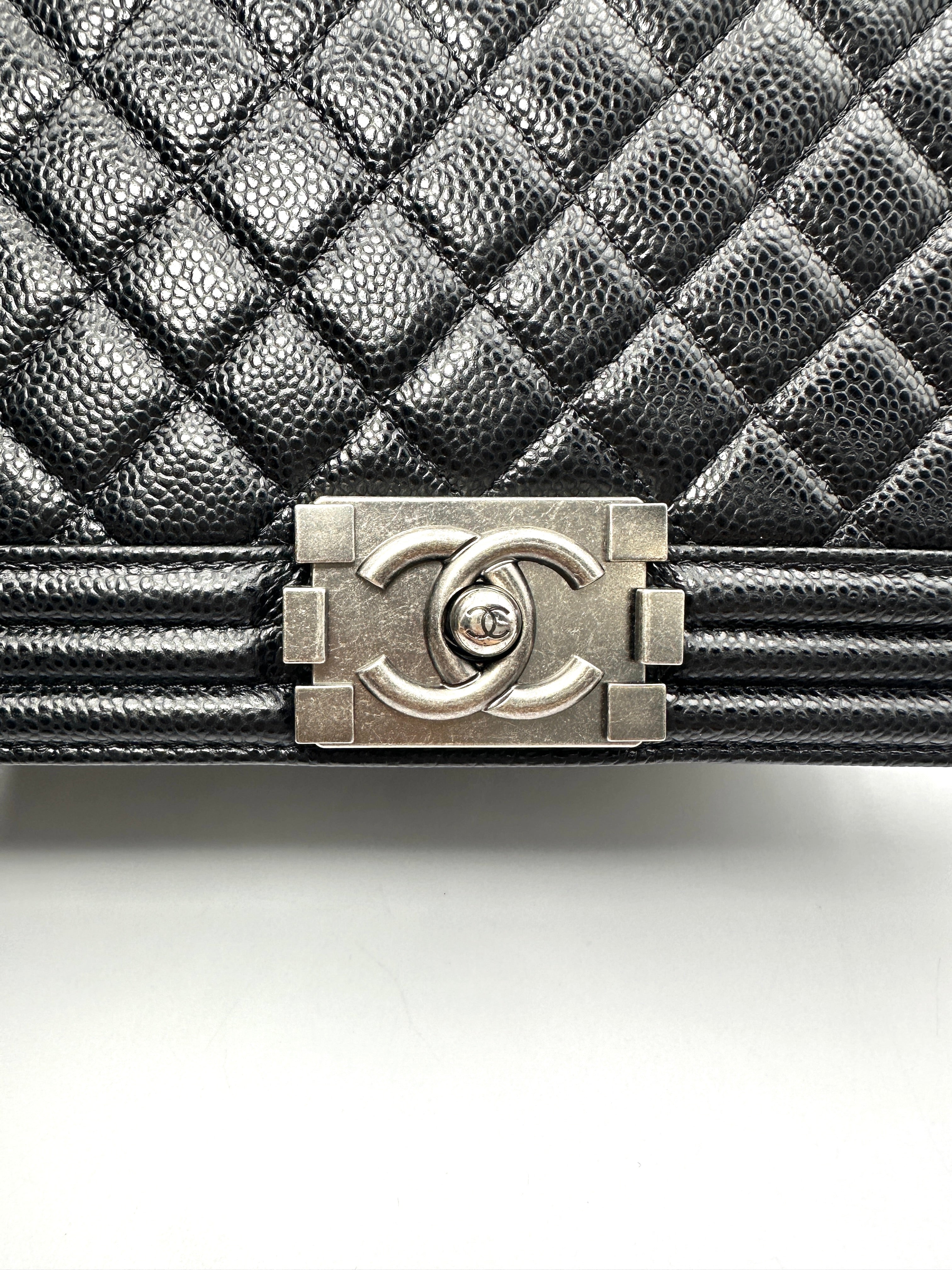 Chanel LeBoy Black Quilted Leather Flap Bag With Silver Buckle(17***23) CC2388