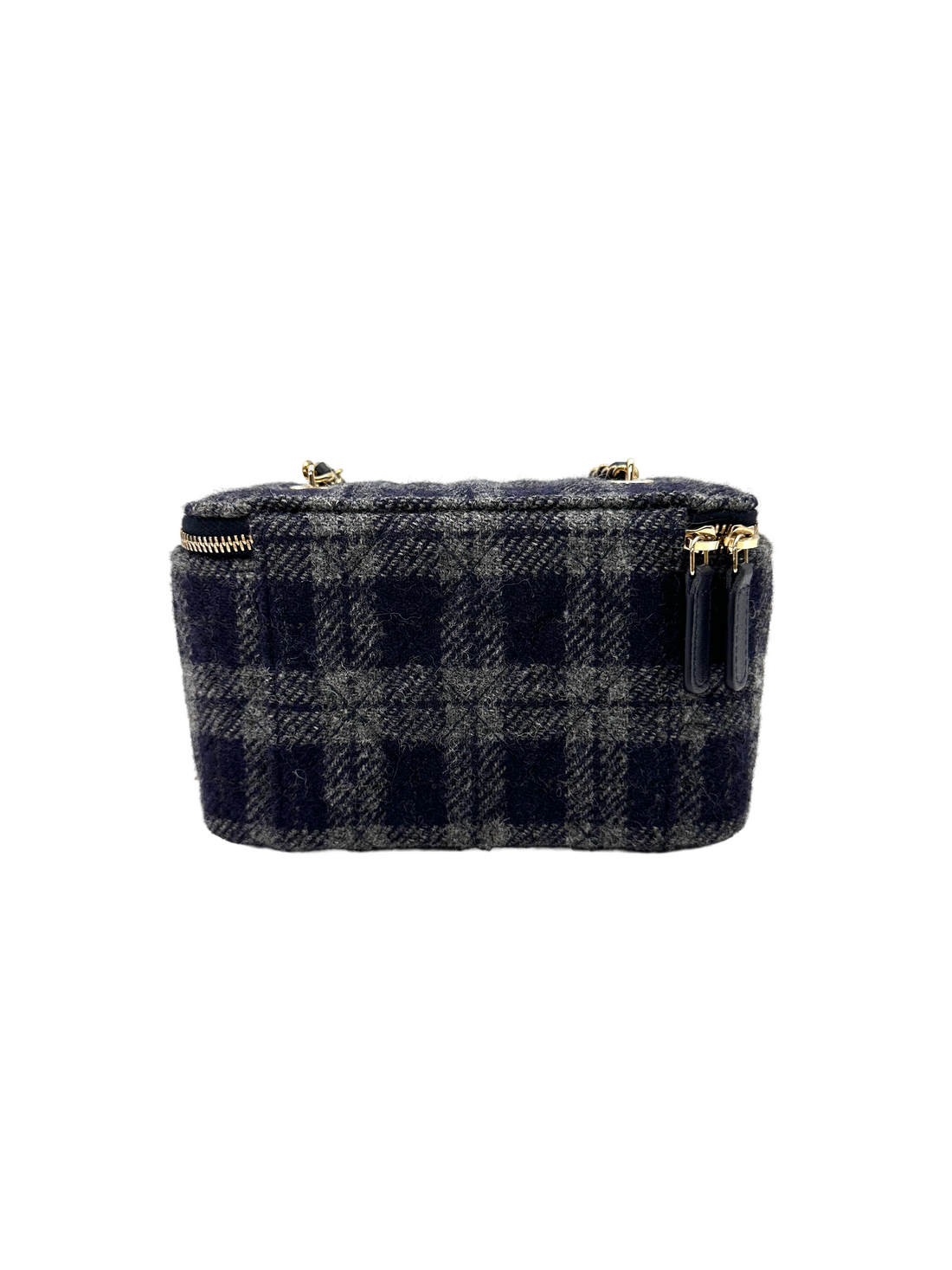 Chanel 22K Navy Tweed Leather Vanity Case(T7***U5) IRIS258