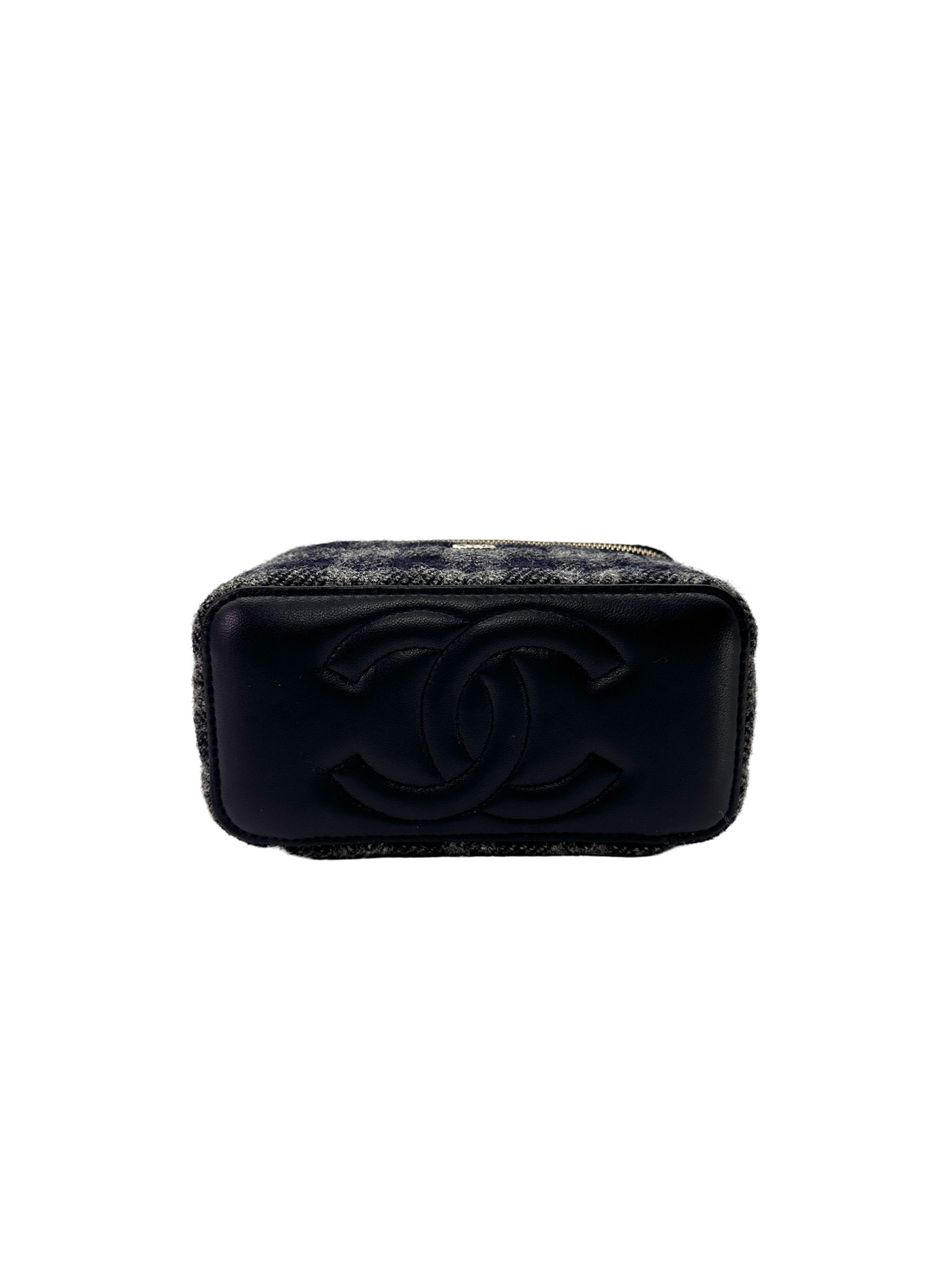 Chanel 22K Navy Tweed Leather Vanity Case(T7***U5) IRIS258