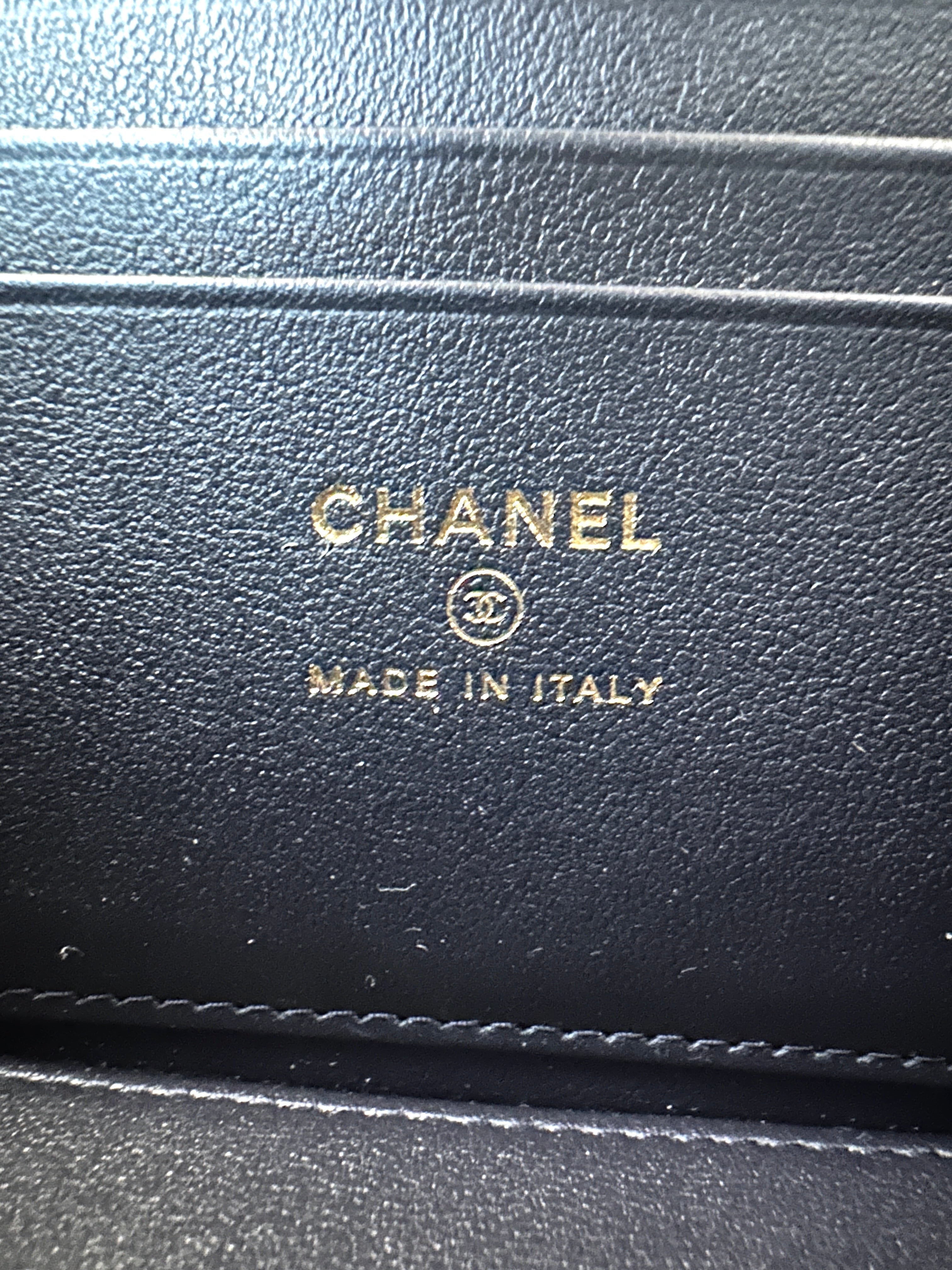Chanel 22K Navy Tweed Leather Vanity Case(T7***U5) IRIS258