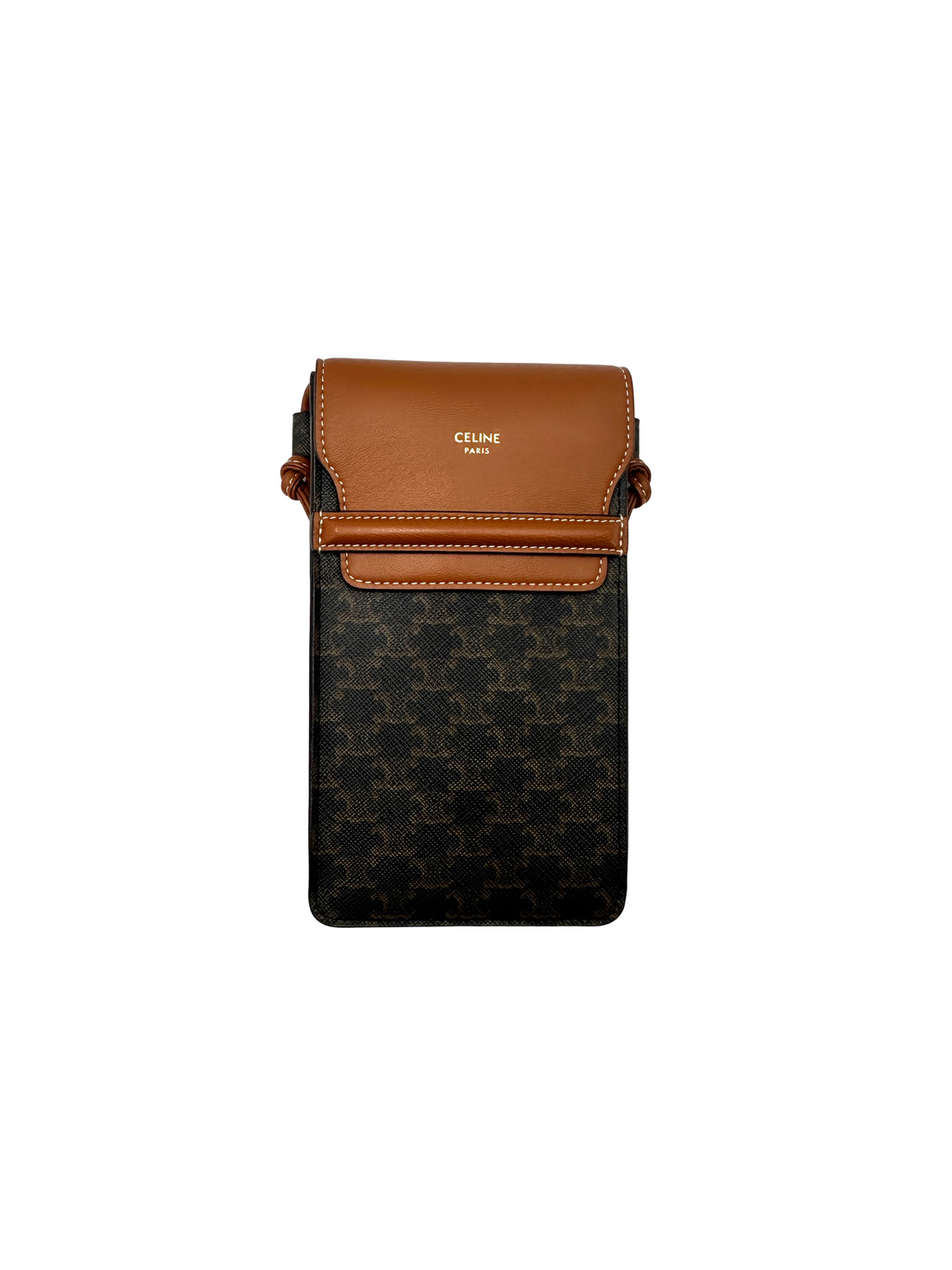 Celine Triomphe Black Canvas Phone Pouch CEF