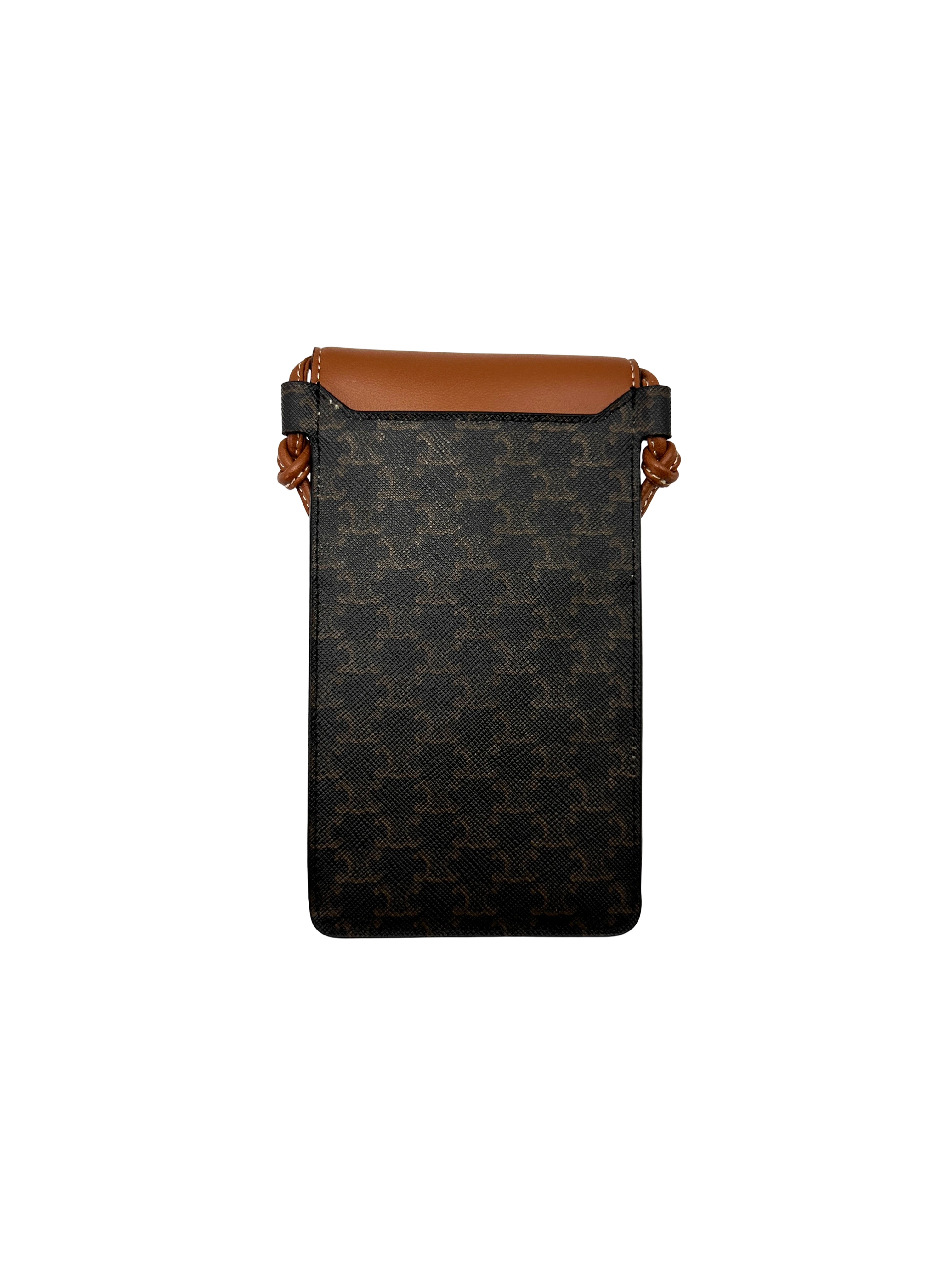 Celine Triomphe Black Canvas Phone Pouch CEF