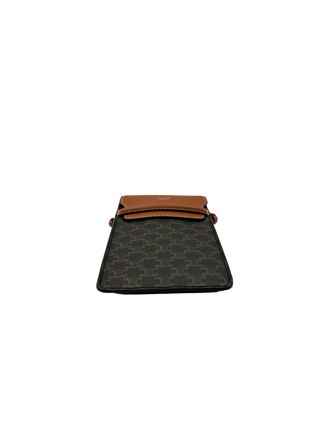 Celine Triomphe Black Canvas Phone Pouch CEF