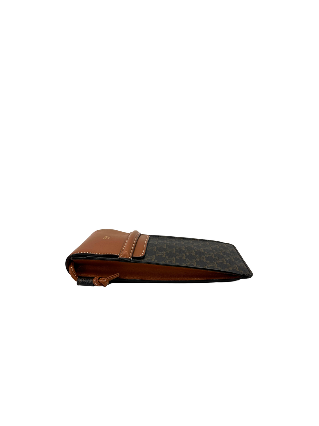 Celine Triomphe Black Canvas Phone Pouch CEF