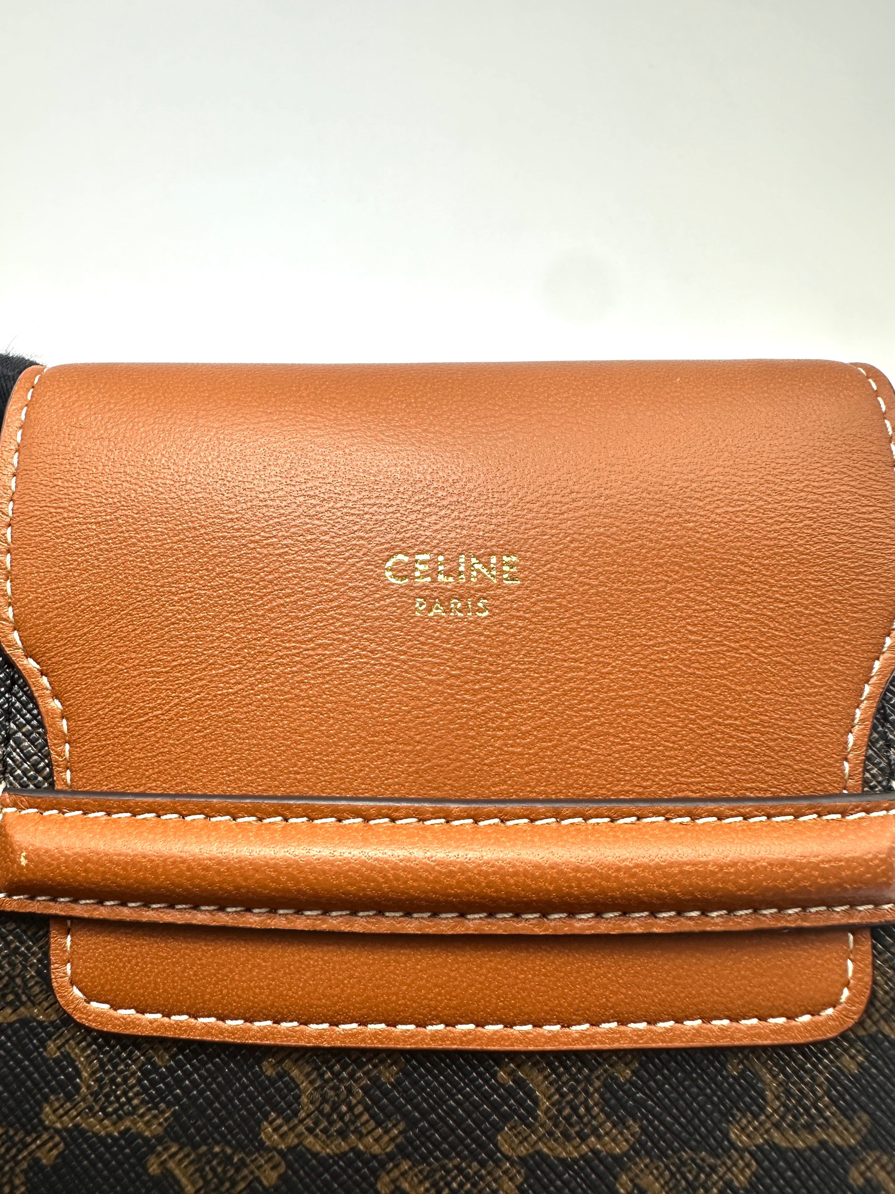 Celine Triomphe Black Canvas Phone Pouch CEF