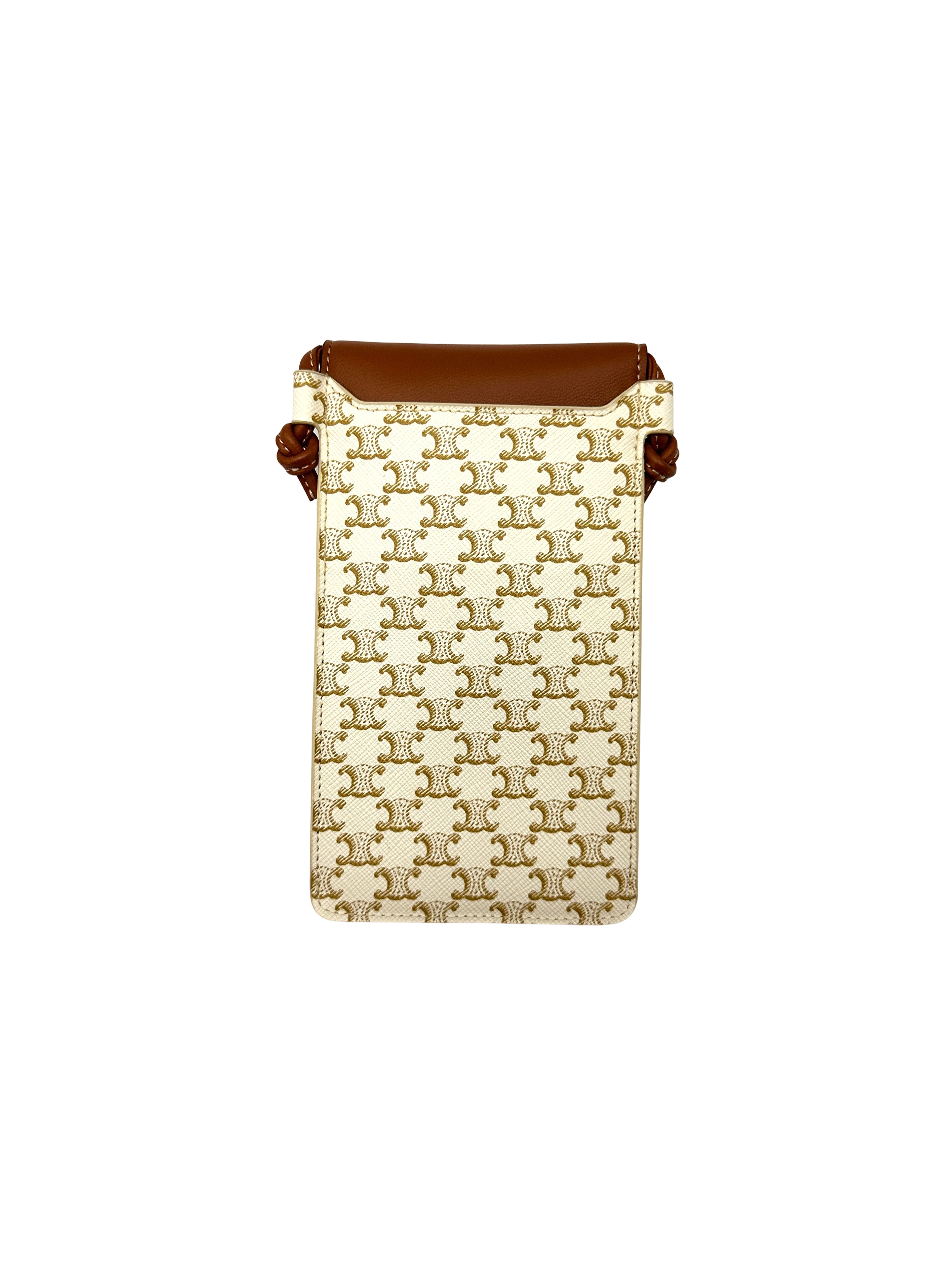 Celine Triomphe White Canvas Phone Pouch CEG