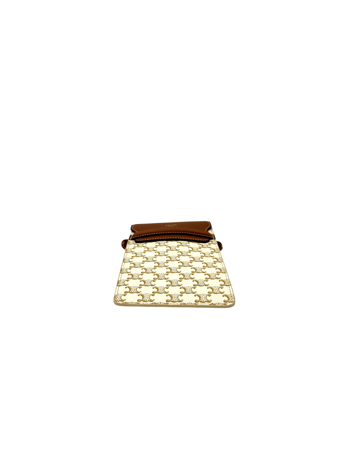 Celine Triomphe White Canvas Phone Pouch CEG