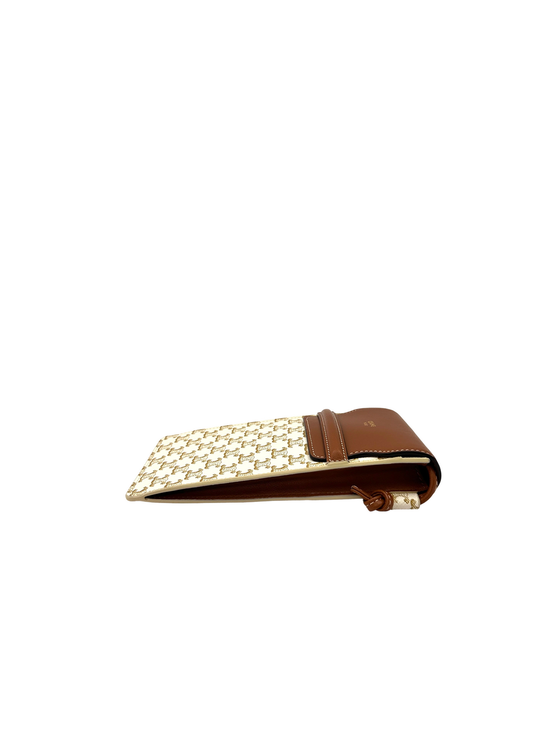Celine Triomphe White Canvas Phone Pouch CEG