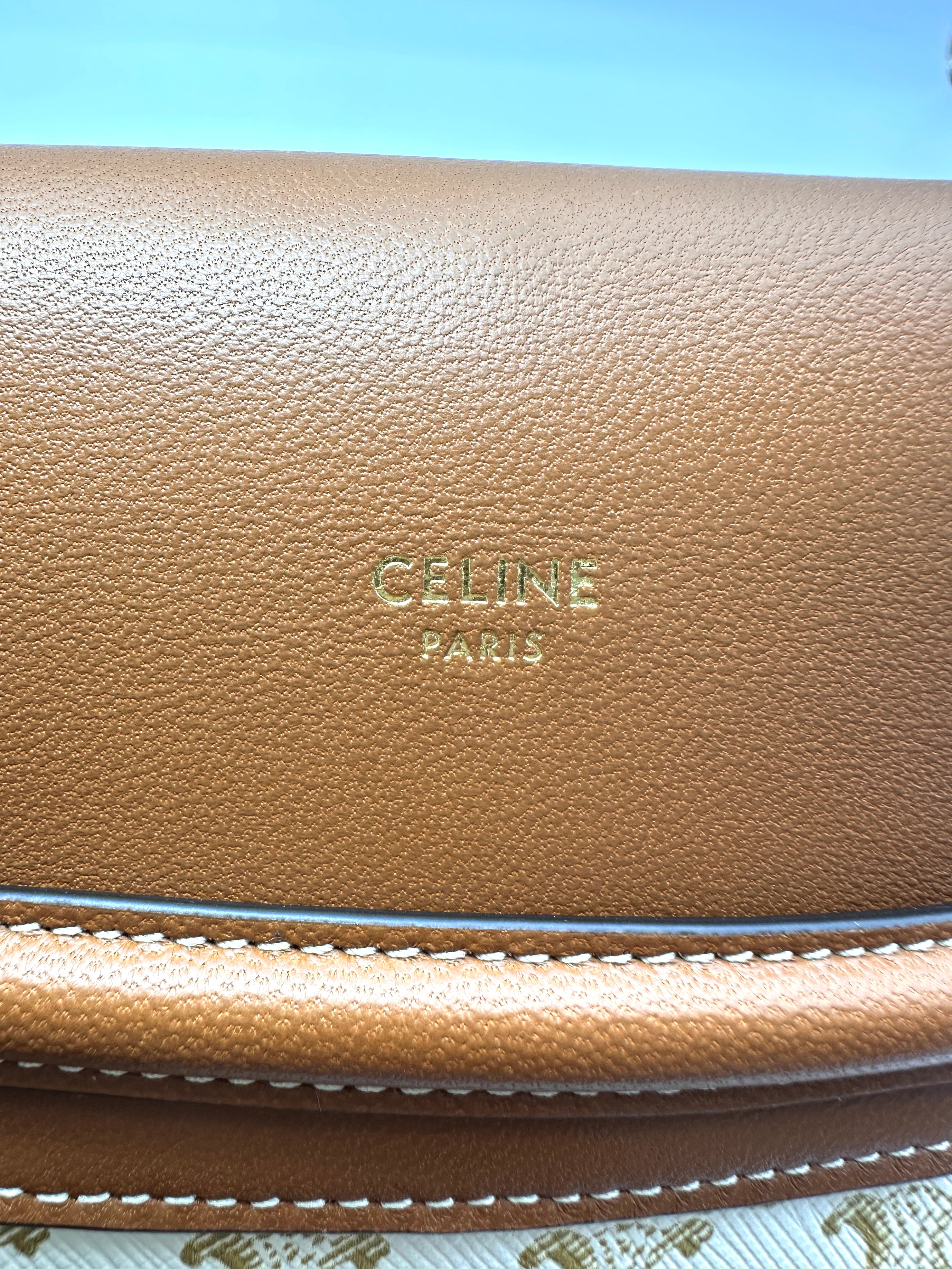 Celine Triomphe White Canvas Phone Pouch CEG