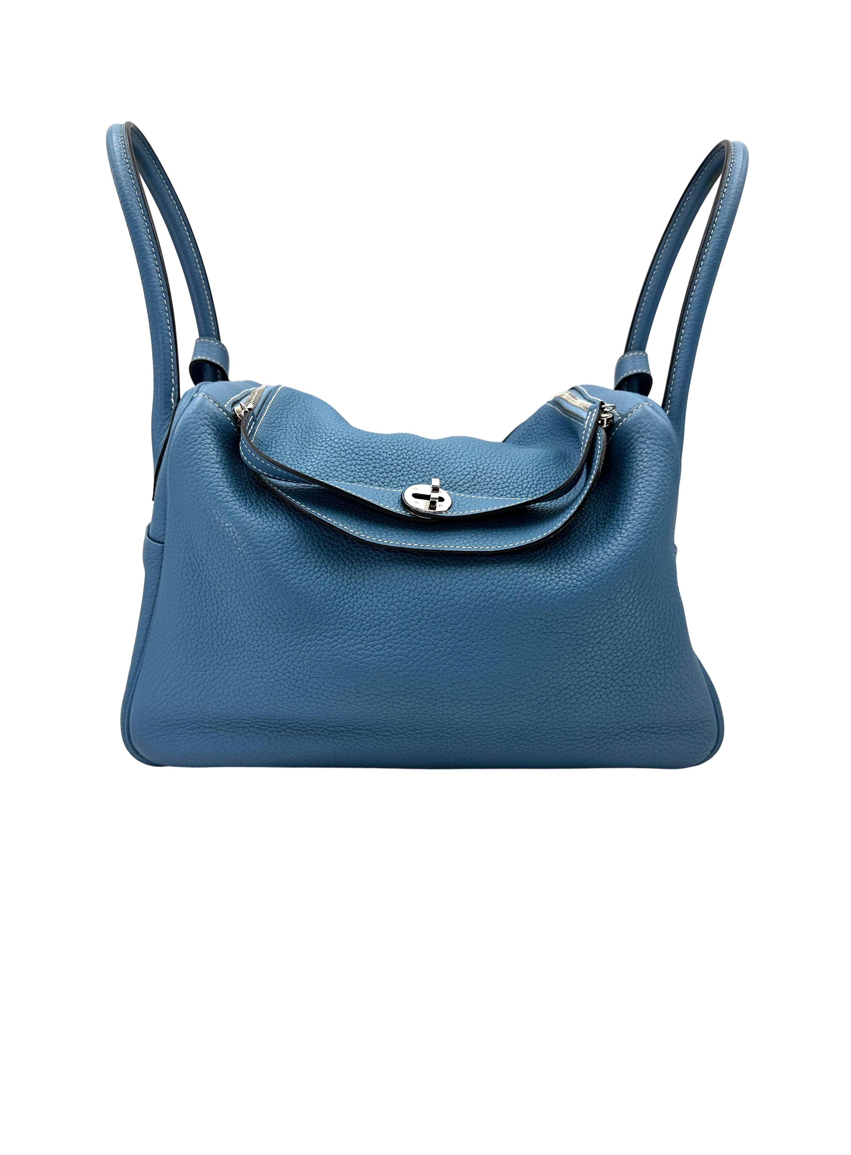 Hermes Lindy34 Blue Leather Handle Bag HR138