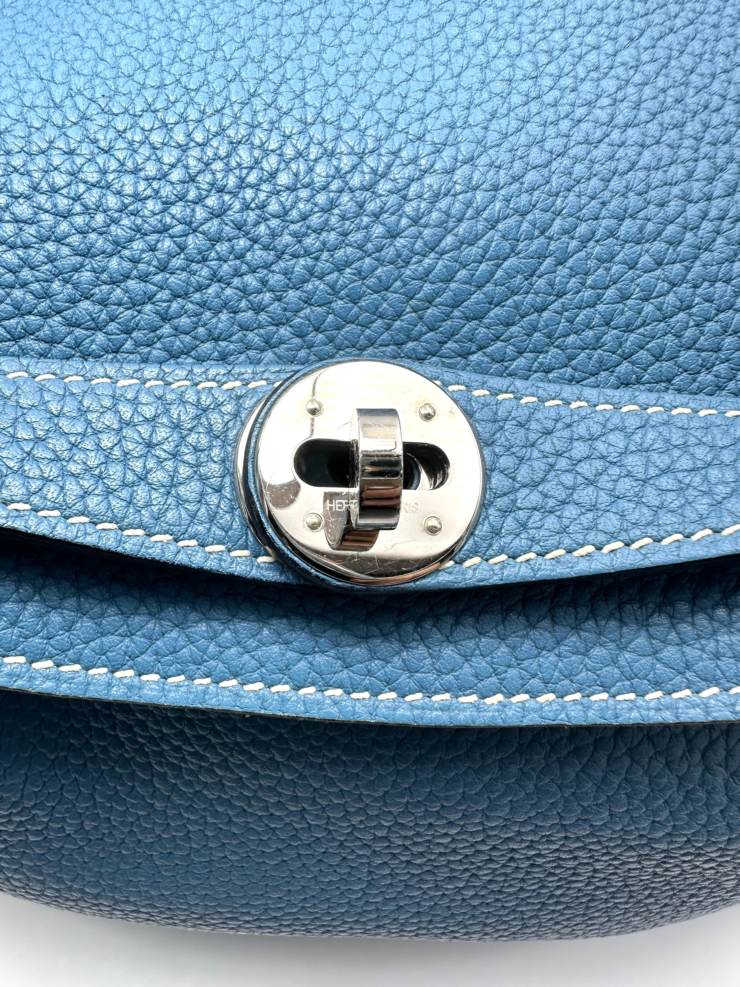 Hermes Lindy34 Blue Leather Handle Bag HR138
