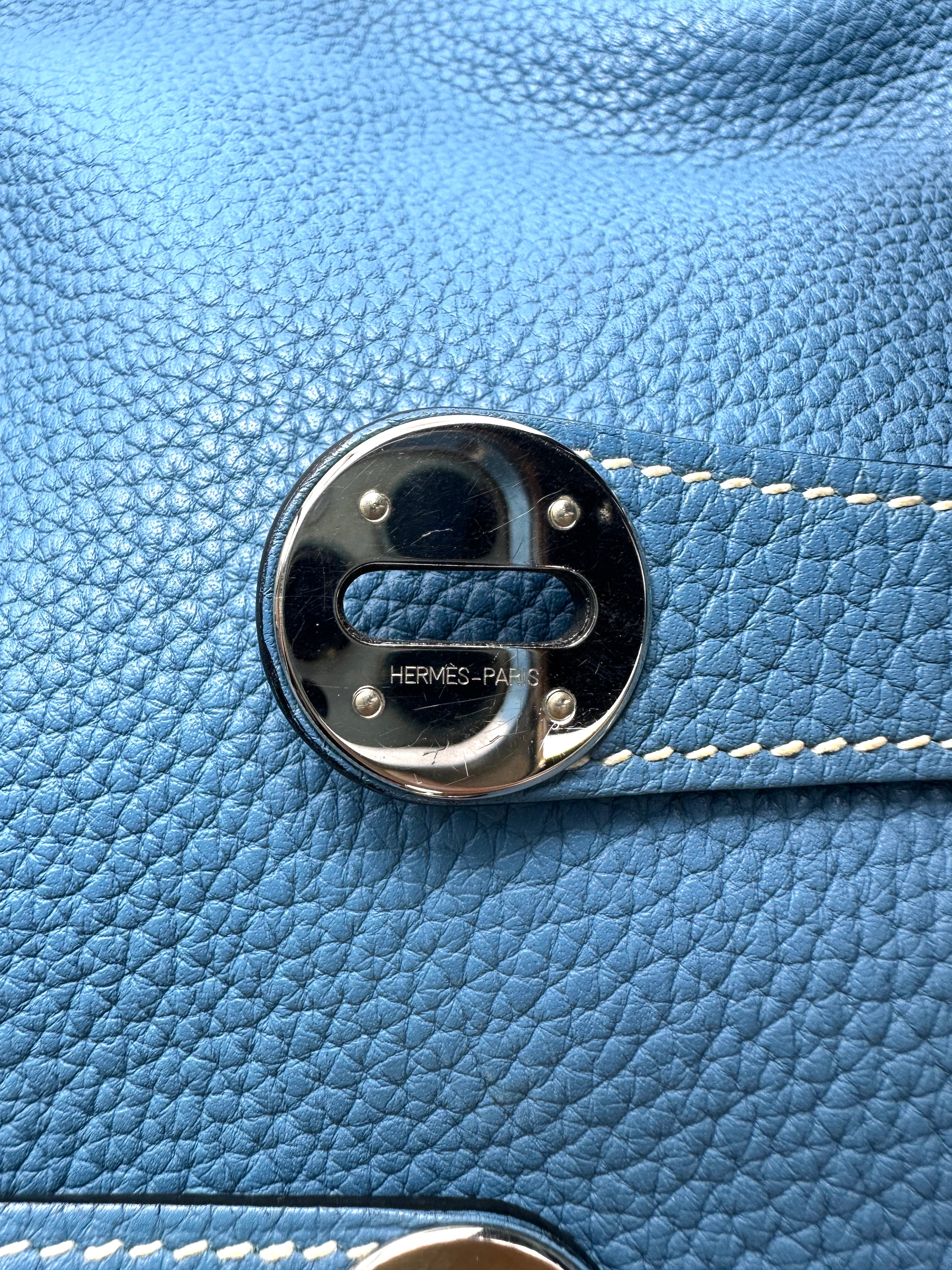 Hermes Lindy34 Blue Leather Handle Bag HR138