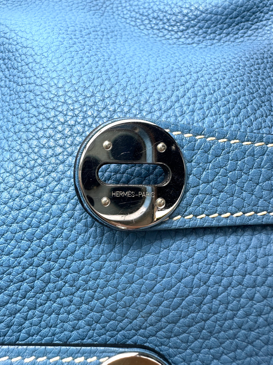 Hermes Lindy34 Blue Leather Handle Bag HR138