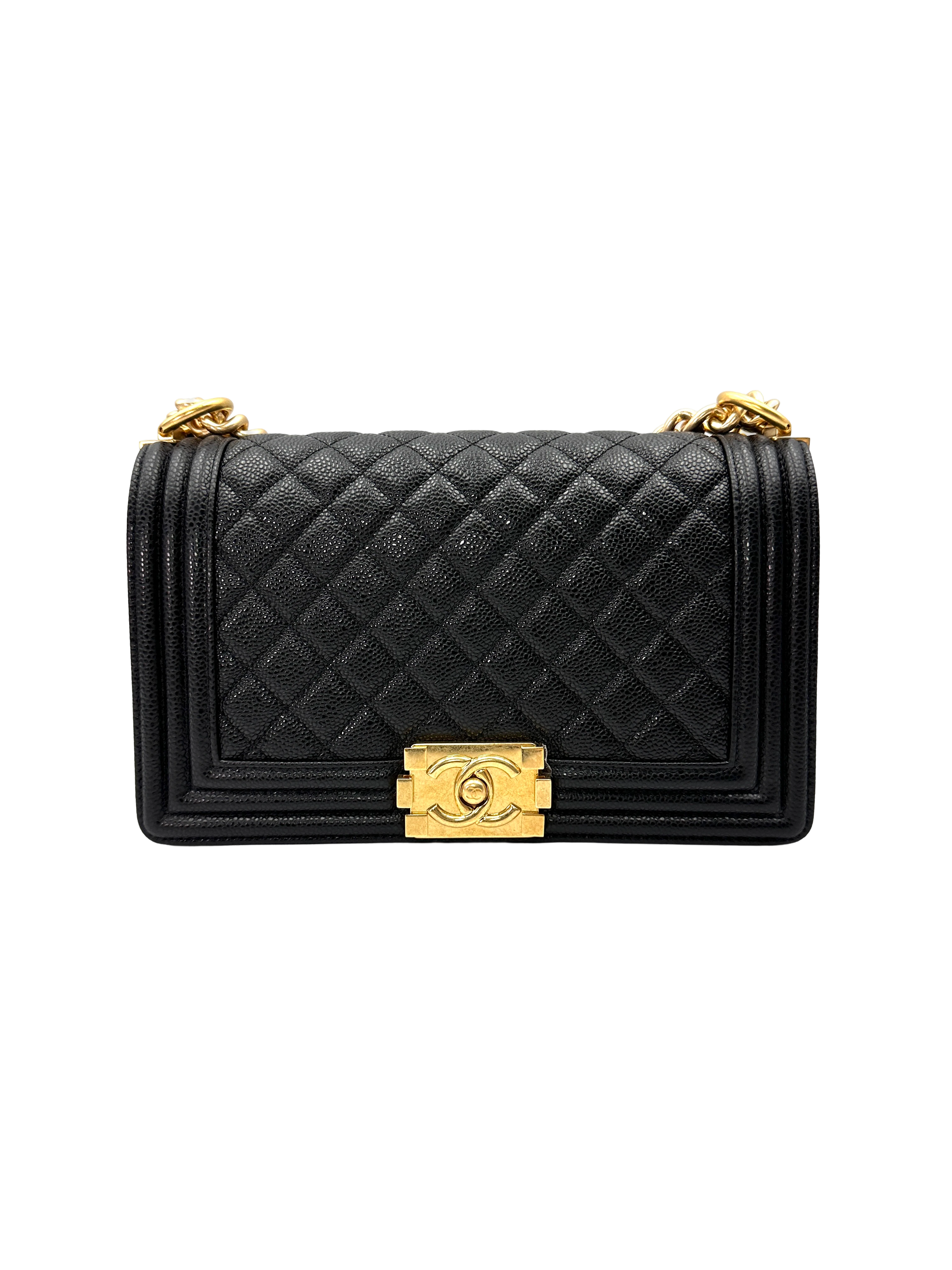 Chanel LeBoy Black Quilted Leather Flap Bag With Gold Buckle(15***67) CC2387
