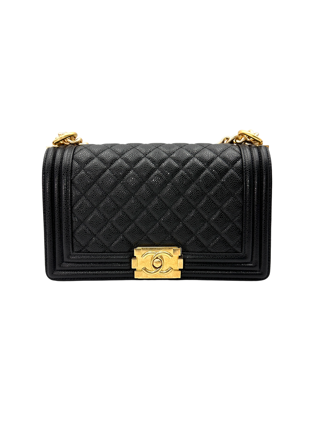 Chanel LeBoy Black Quilted Leather Flap Bag With Gold Buckle(15***67) CC2387