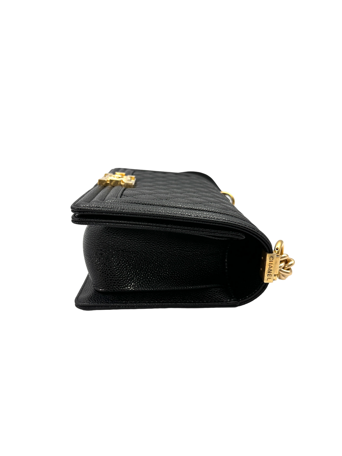 Chanel LeBoy Black Quilted Leather Flap Bag With Gold Buckle(15***67) CC2387