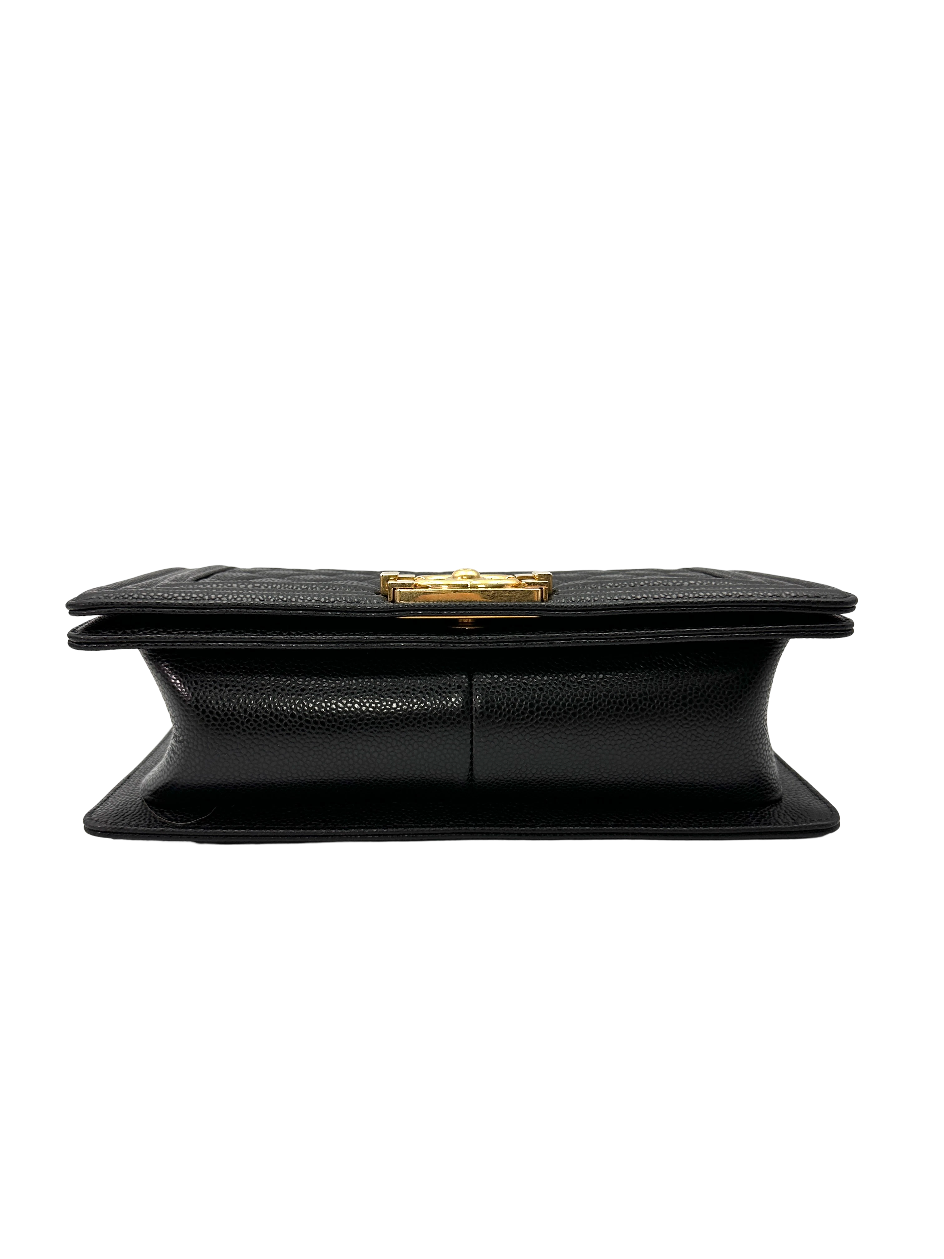 Chanel LeBoy Black Quilted Leather Flap Bag With Gold Buckle(15***67) CC2387