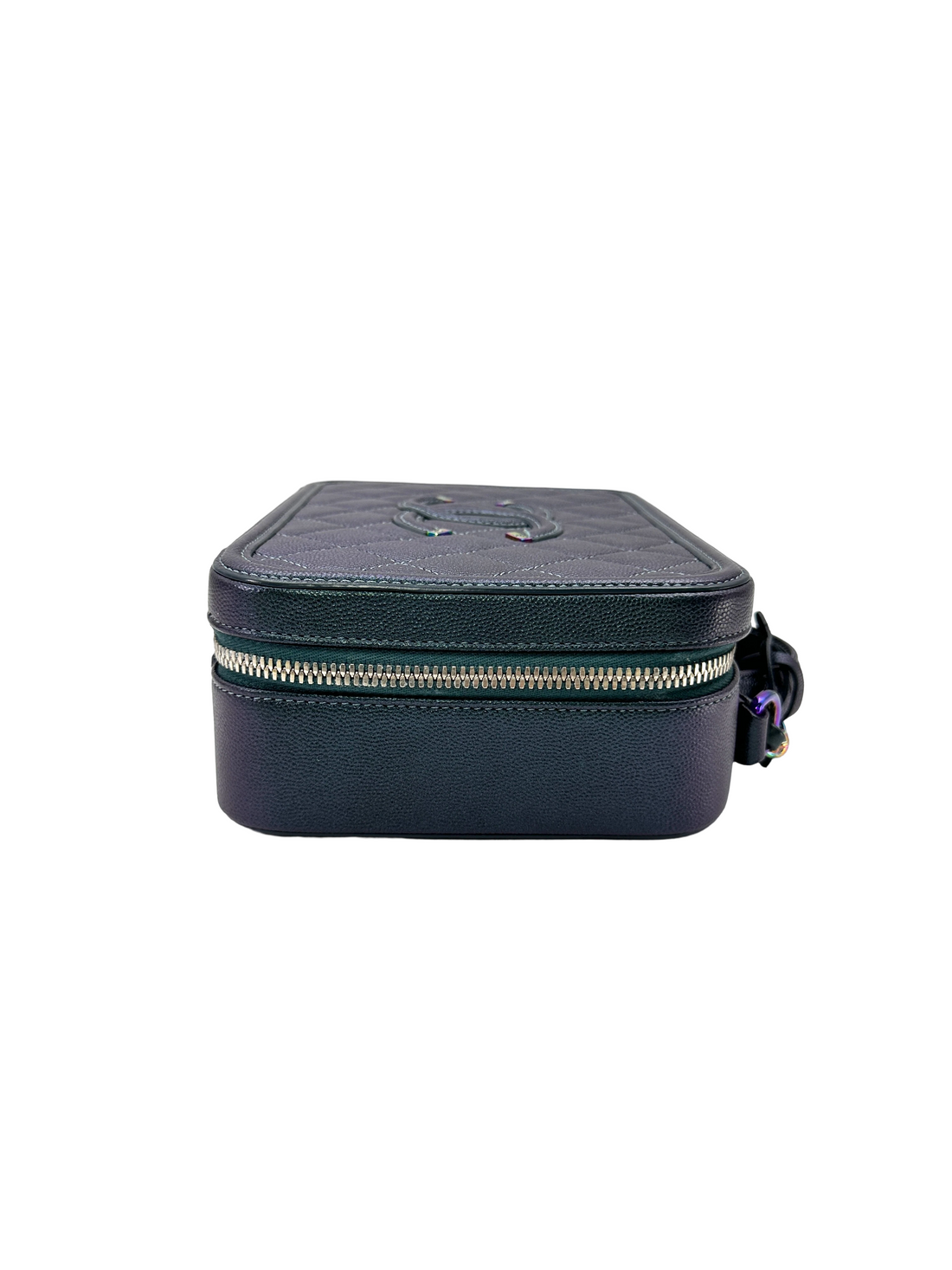 Chanel CC Filigree Black Quilted Leather Top Handle Vanity Case With Iridescent Hardware(26***33) CC2389