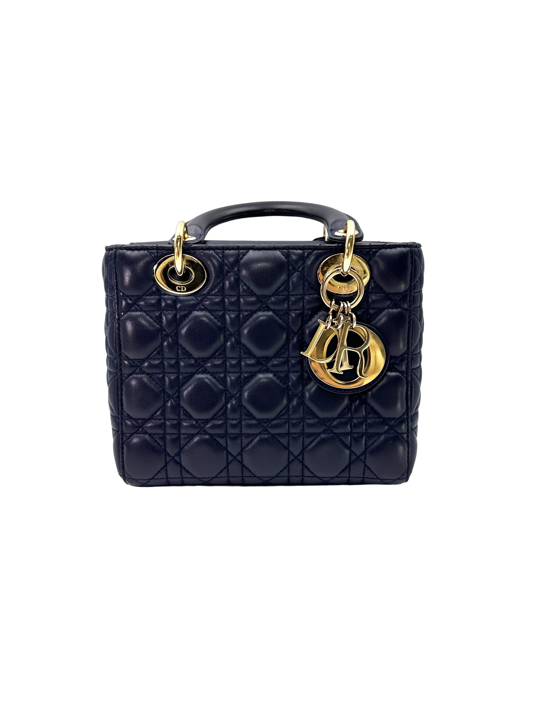 Christian Dior Lady Dior Navy Cannage Leather Handle Bag DR854