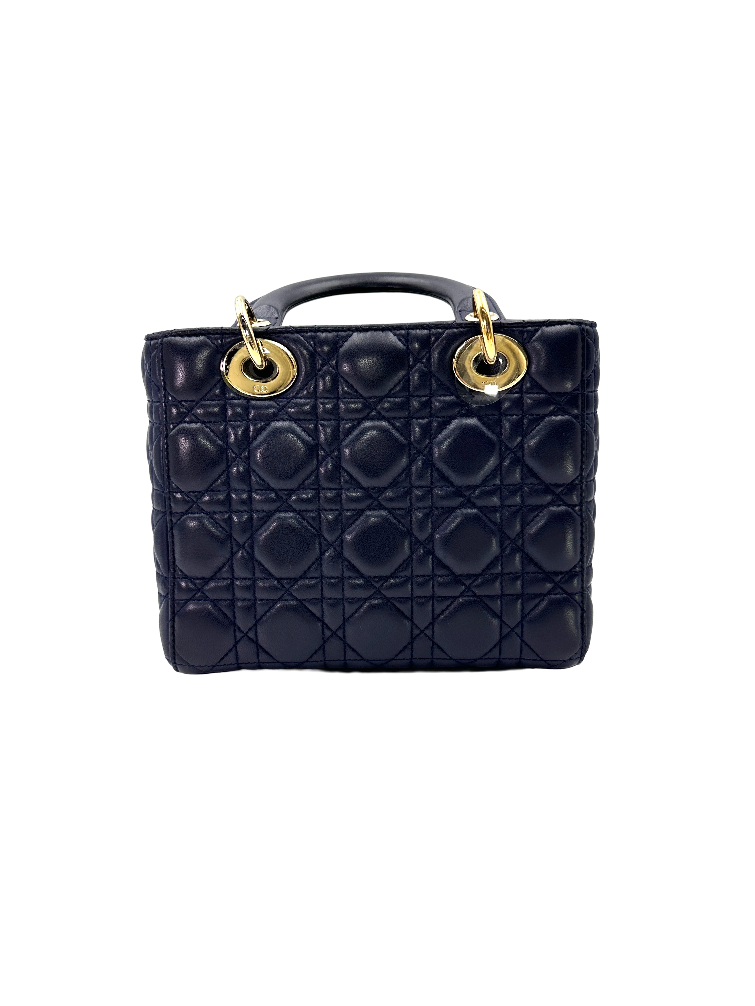 Christian Dior Lady Dior Navy Cannage Leather Handle Bag DR854
