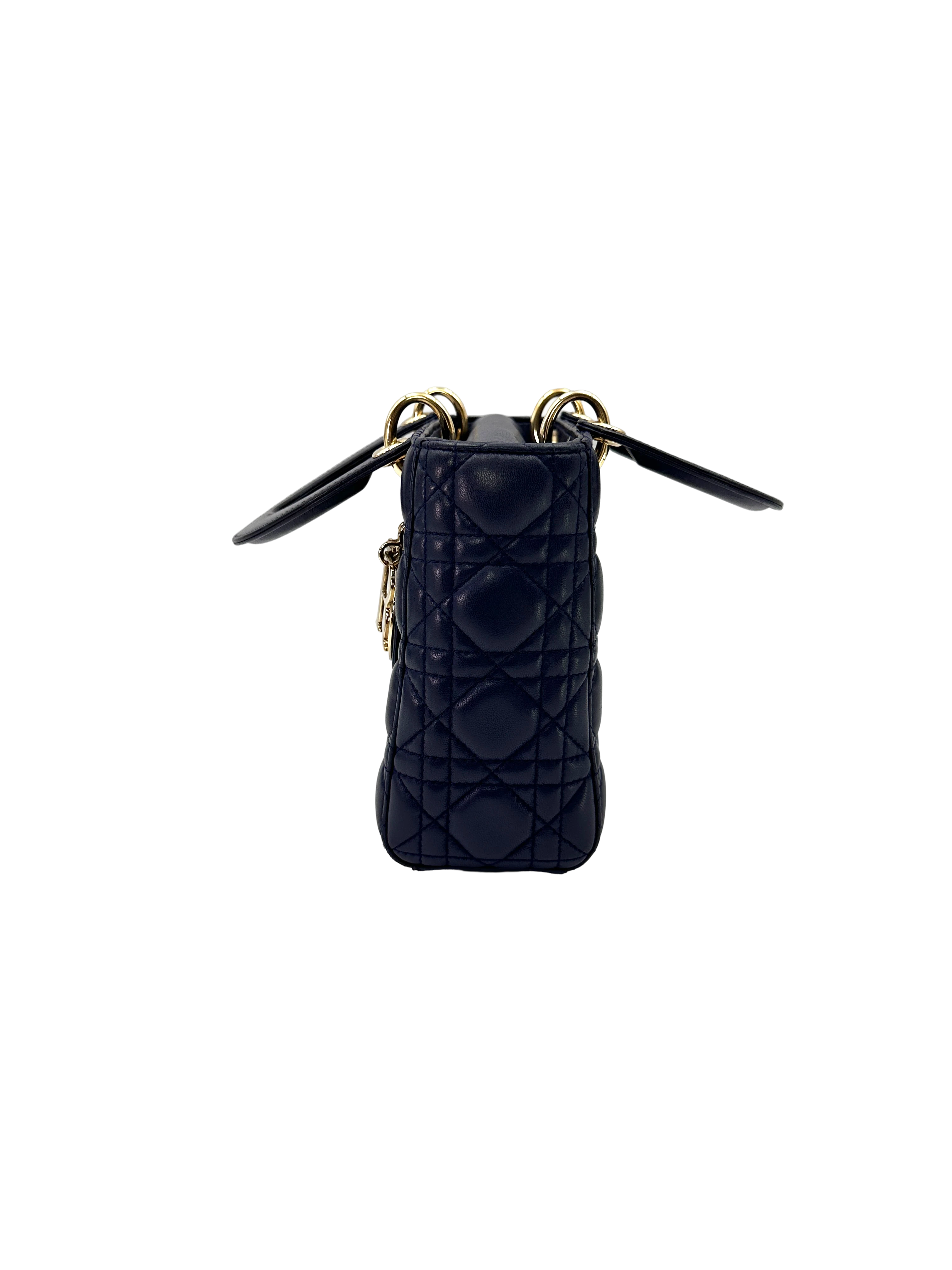 Christian Dior Lady Dior Navy Cannage Leather Handle Bag DR854