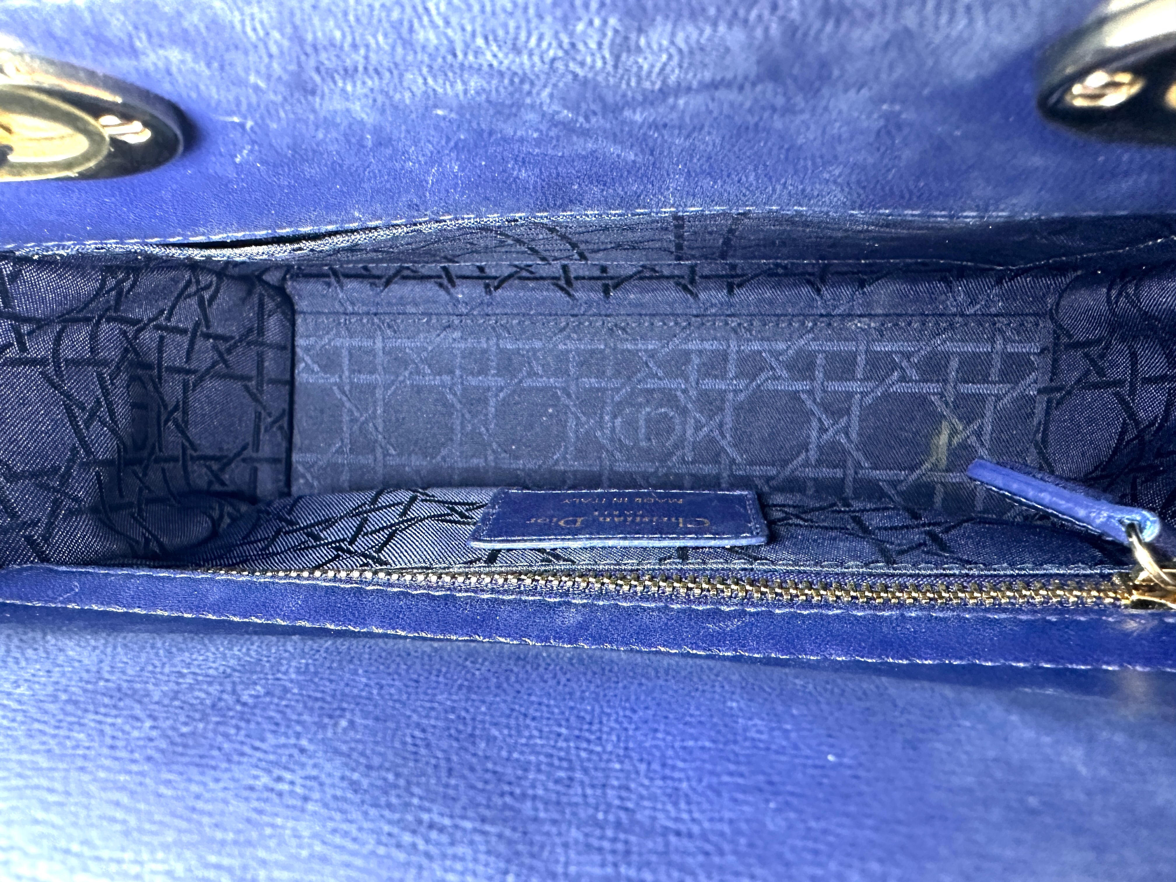 Christian Dior Lady Dior Navy Cannage Leather Handle Bag DR854