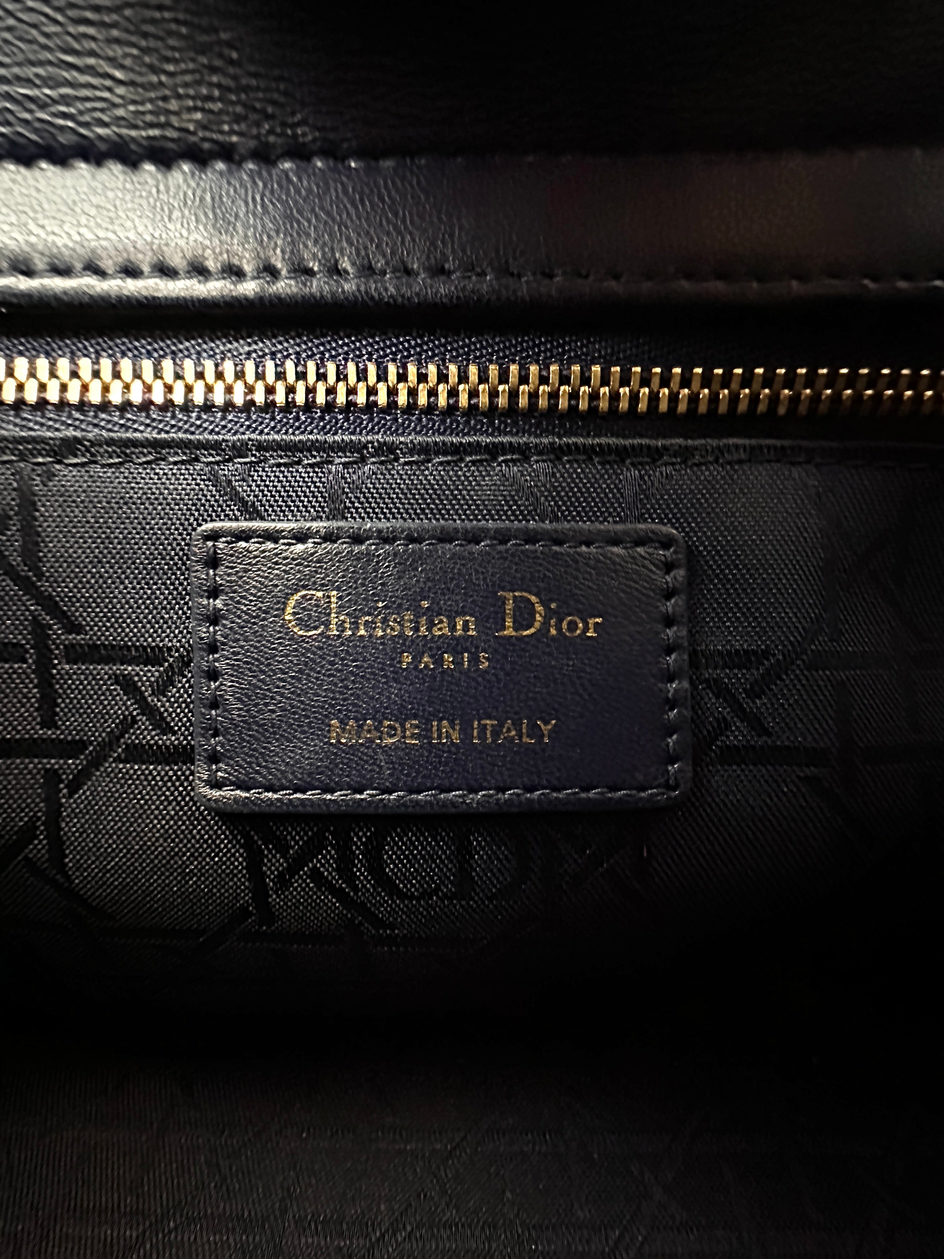 Christian Dior Lady Dior Navy Cannage Leather Handle Bag DR854