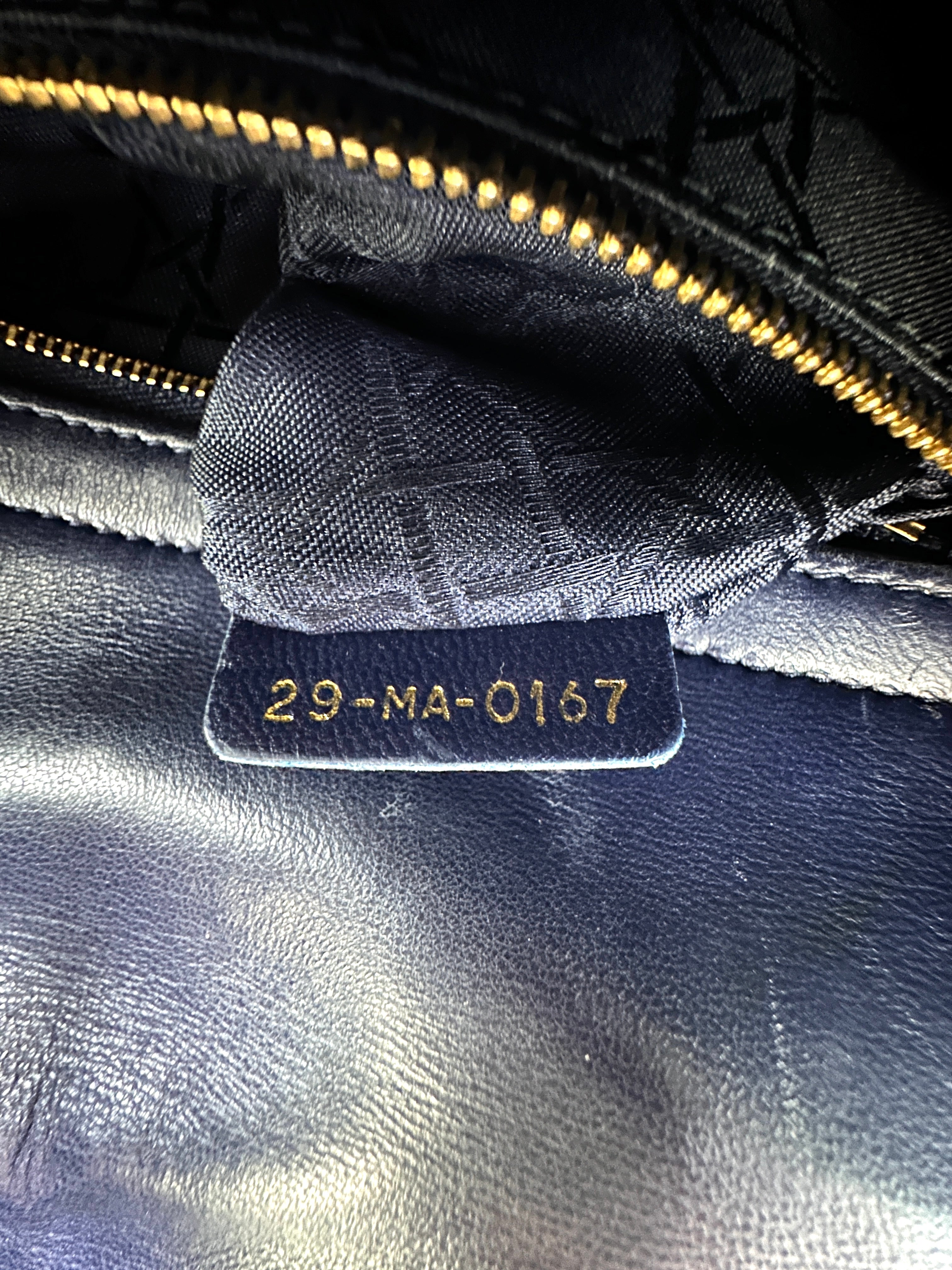 Christian Dior Lady Dior Navy Cannage Leather Handle Bag DR854