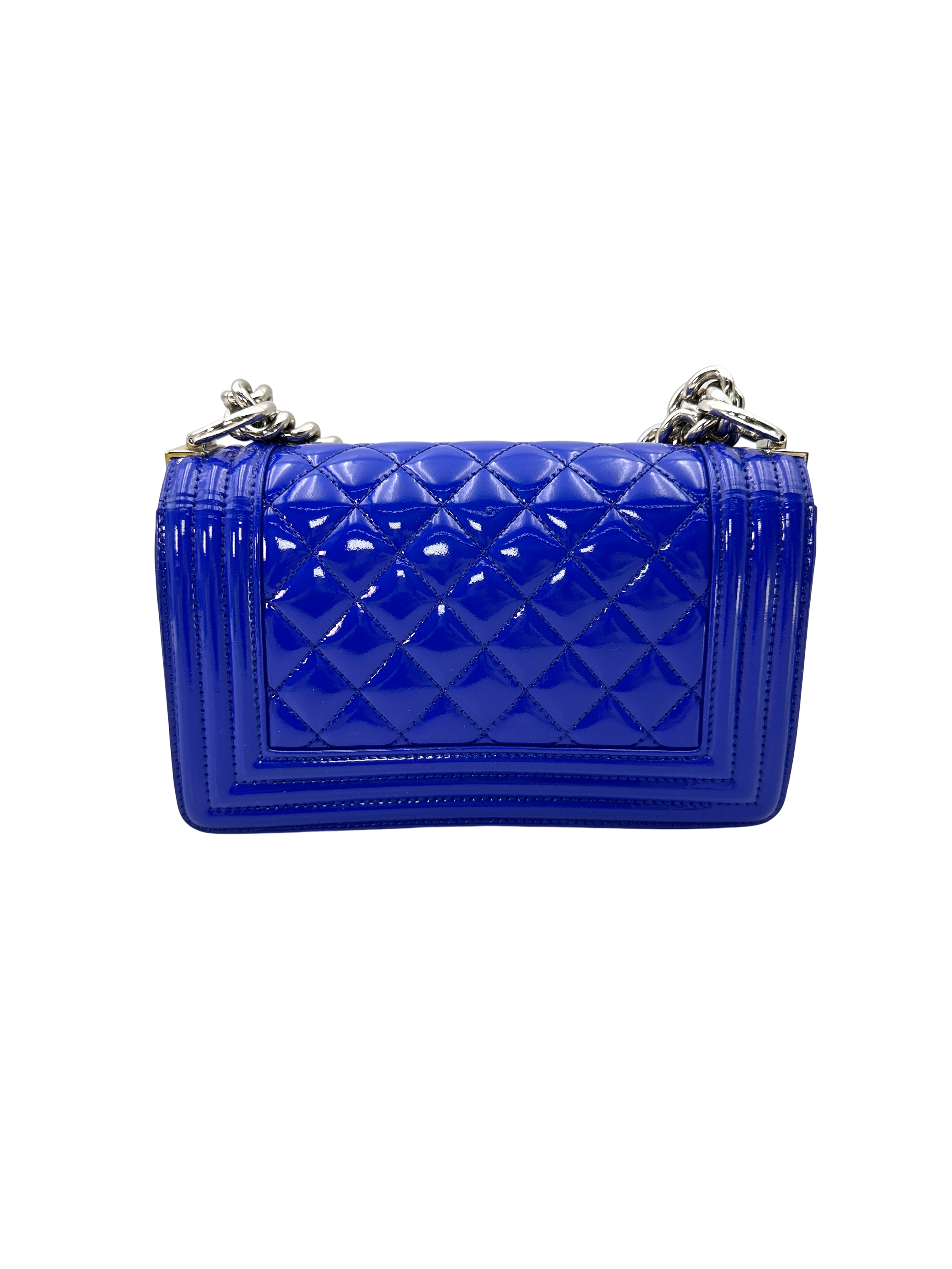 Chanel LeBoy Blue Quilted Patent Leather Small Size Flap Bag(20***16) CC2391
