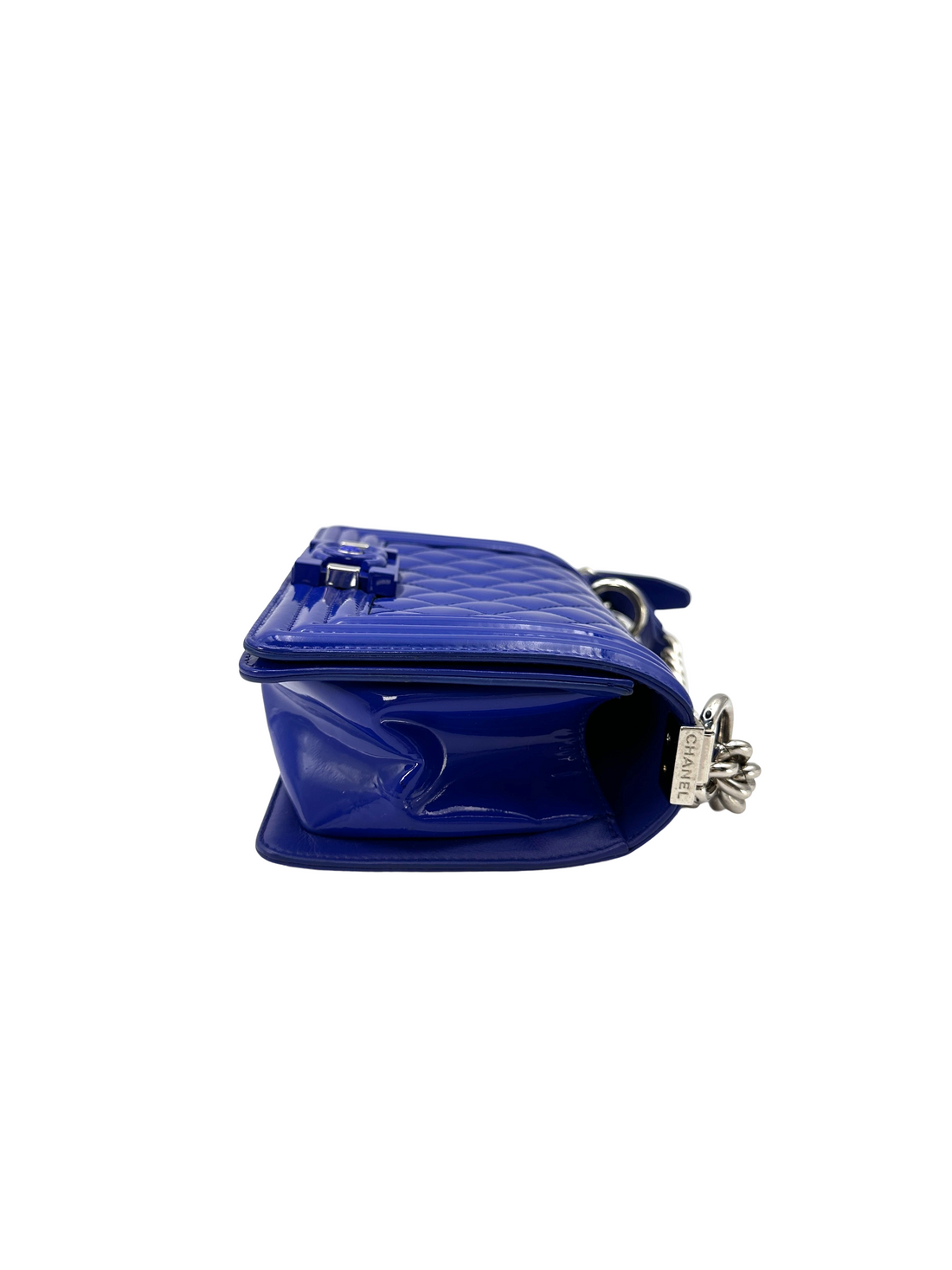 Chanel LeBoy Blue Quilted Patent Leather Small Size Flap Bag(20***16) CC2391