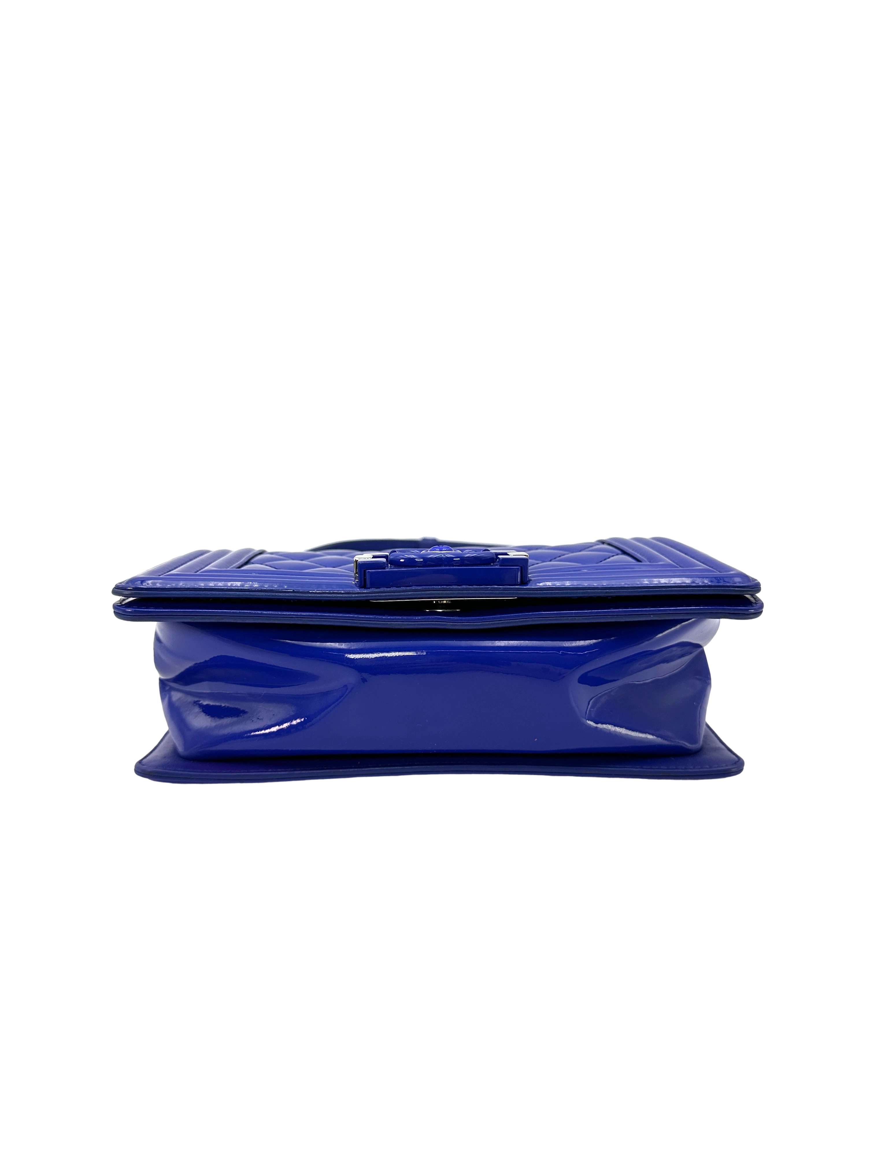 Chanel LeBoy Blue Quilted Patent Leather Small Size Flap Bag(20***16) CC2391