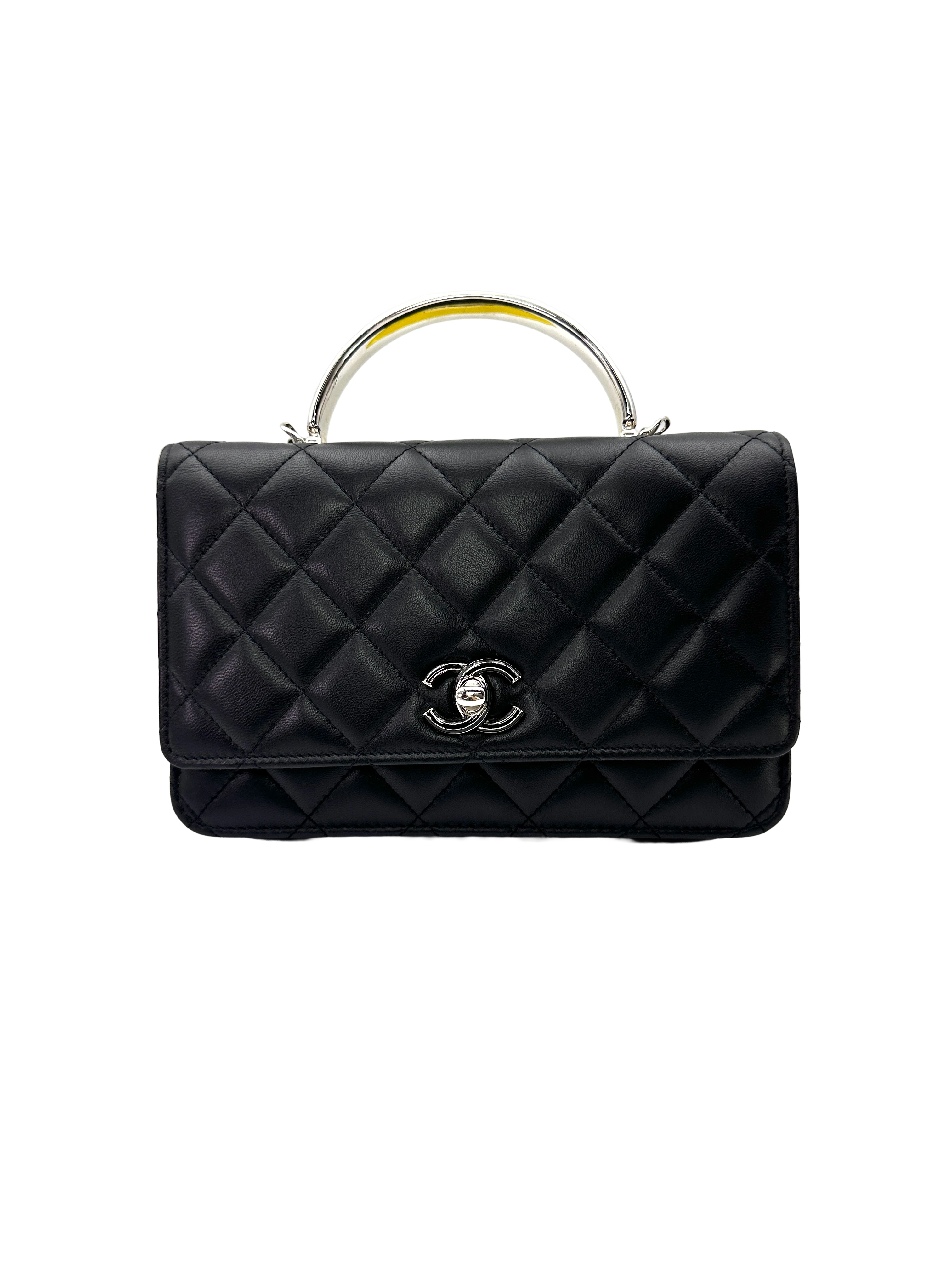 Chanel 24C Black Quilted Lambskin Top Handle Bag(H4***2J) CC2392