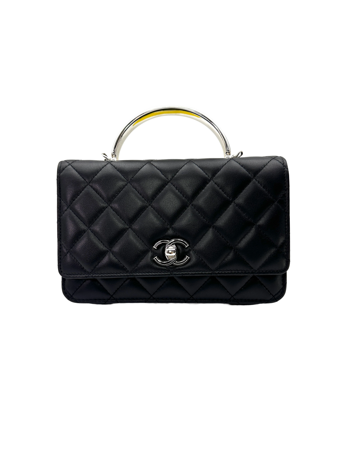 Chanel 24C Black Quilted Lambskin Top Handle Bag(H4***2J) CC2392