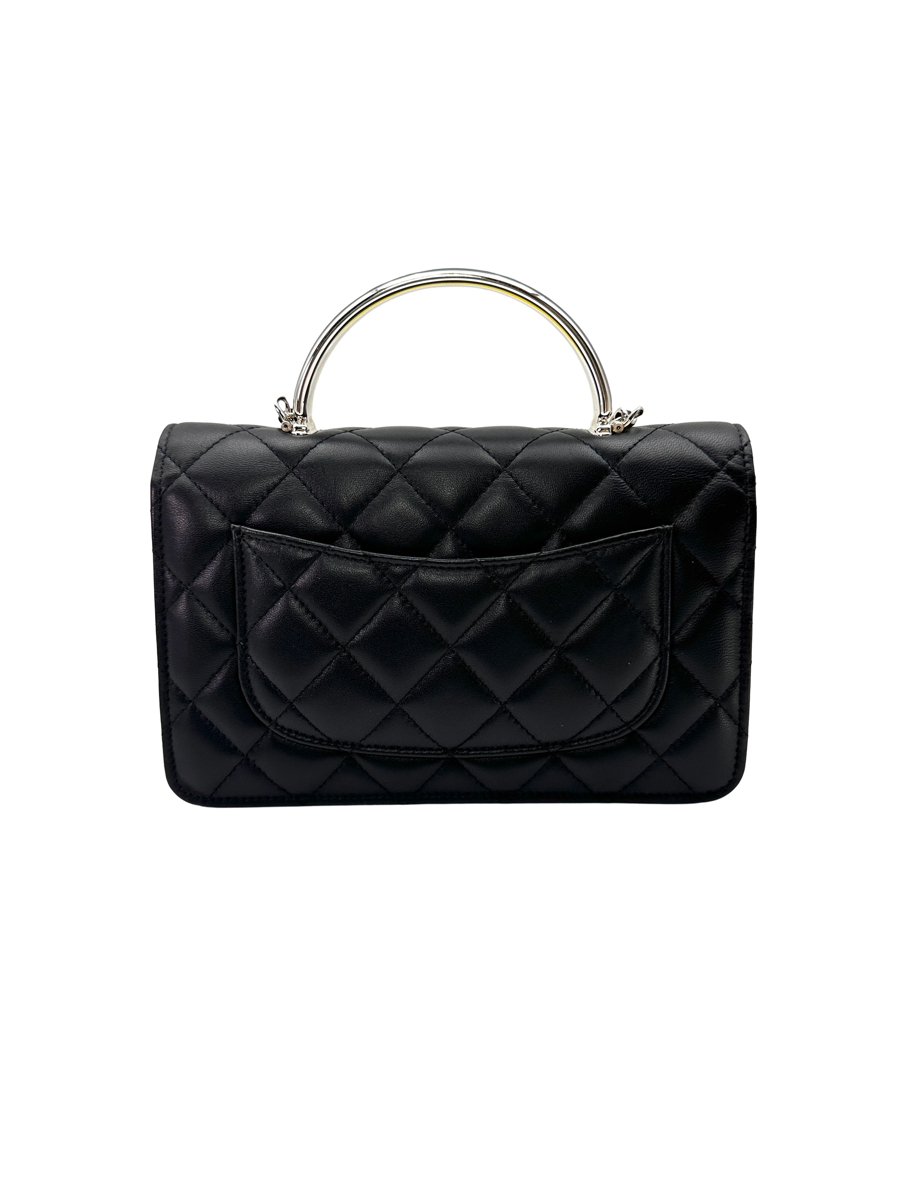 Chanel 24C Black Quilted Lambskin Top Handle Bag(H4***2J) CC2392