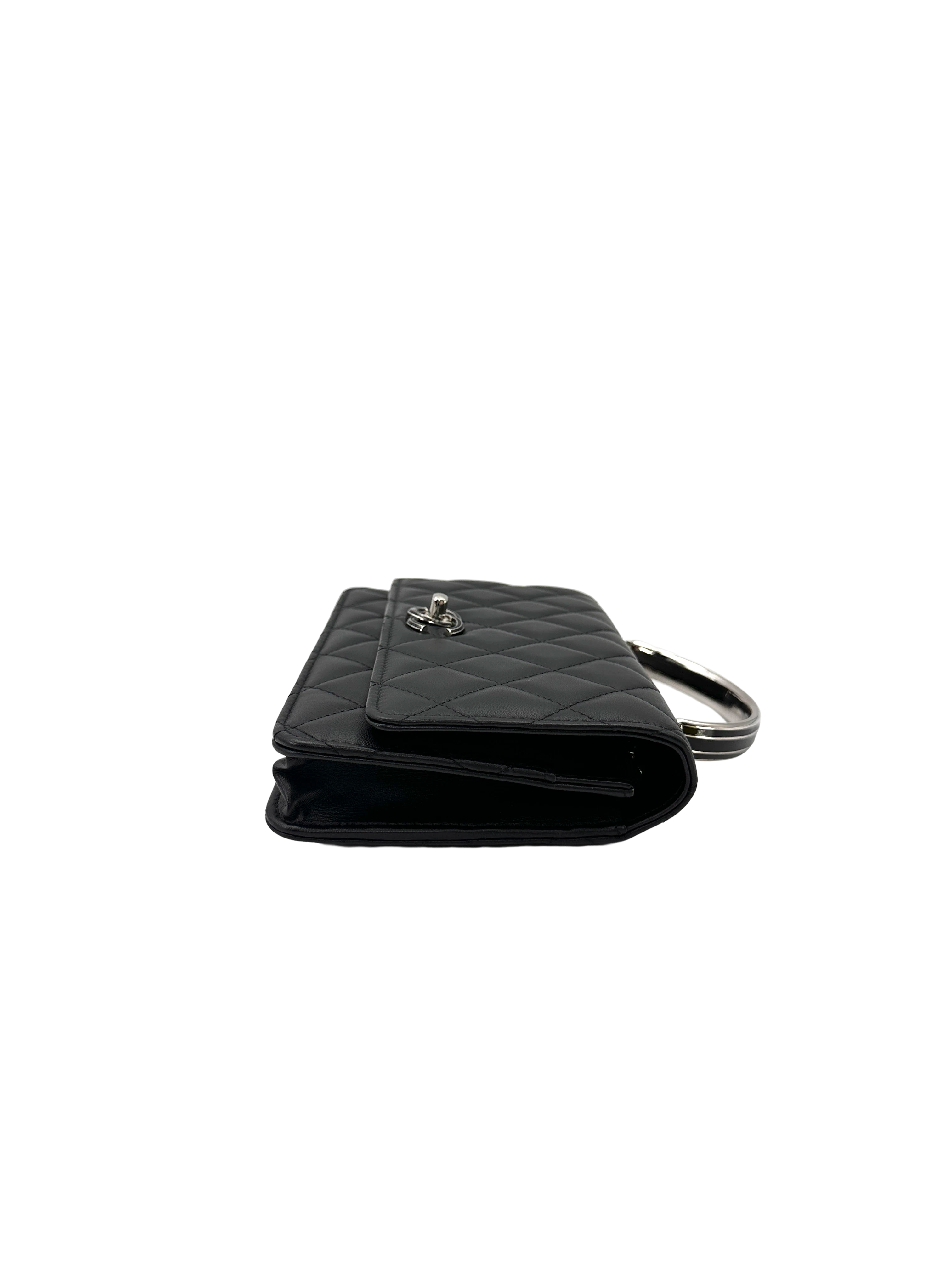 Chanel 24C Black Quilted Lambskin Top Handle Bag(H4***2J) CC2392