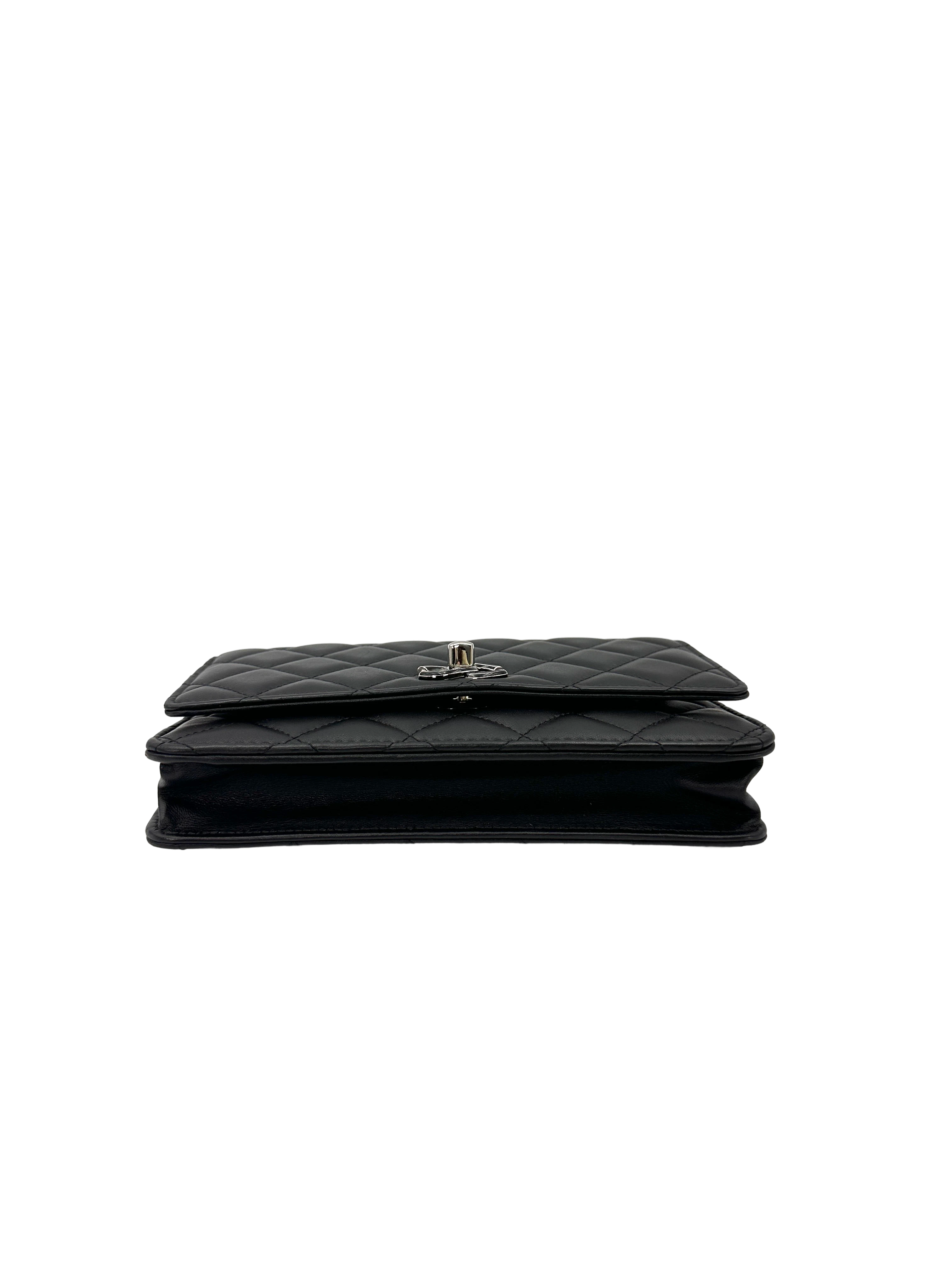 Chanel 24C Black Quilted Lambskin Top Handle Bag(H4***2J) CC2392