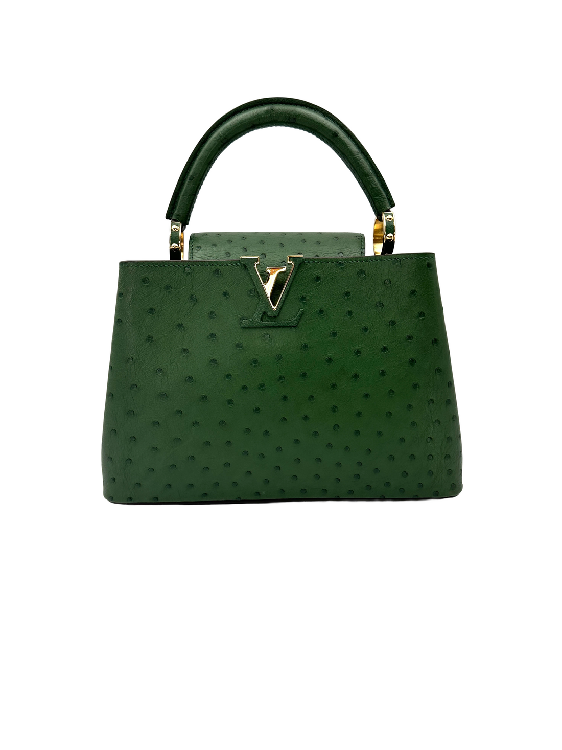 Louis Vuitton Capucines BB Green Ostrich Leather Handle Bag LV3183