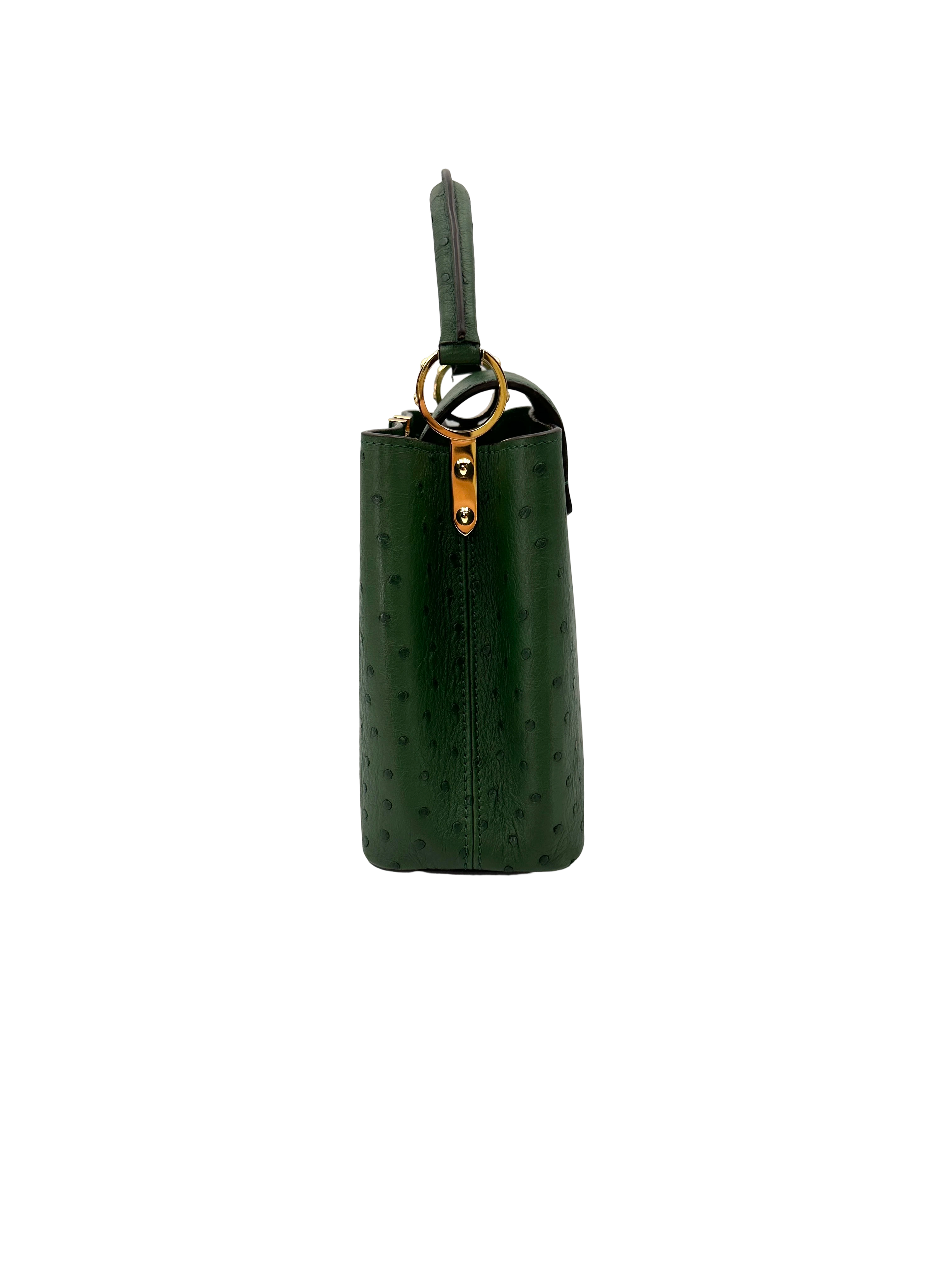 Louis Vuitton Capucines BB Green Ostrich Leather Handle Bag LV3183