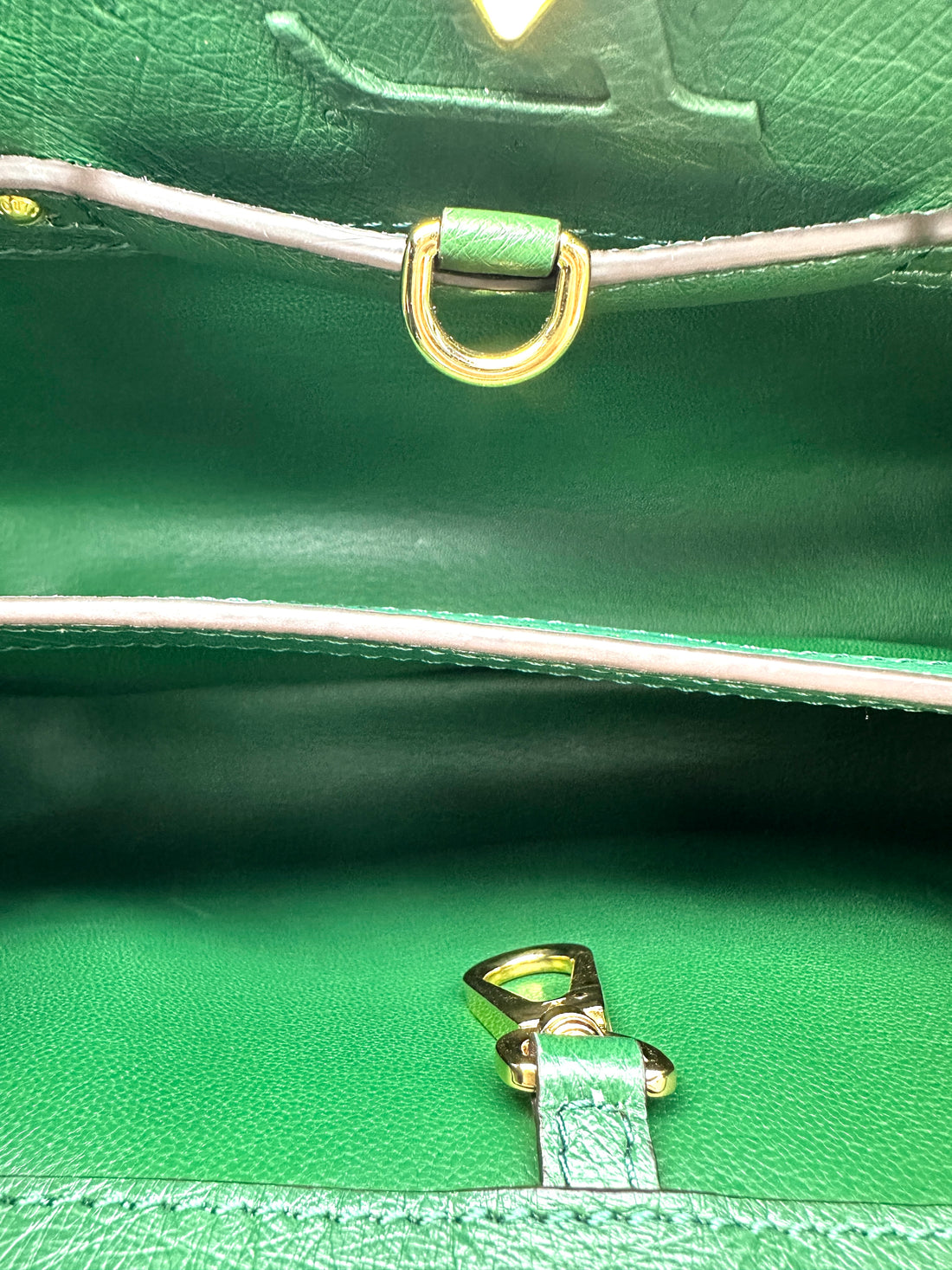 Louis Vuitton Capucines BB Green Ostrich Leather Handle Bag LV3183