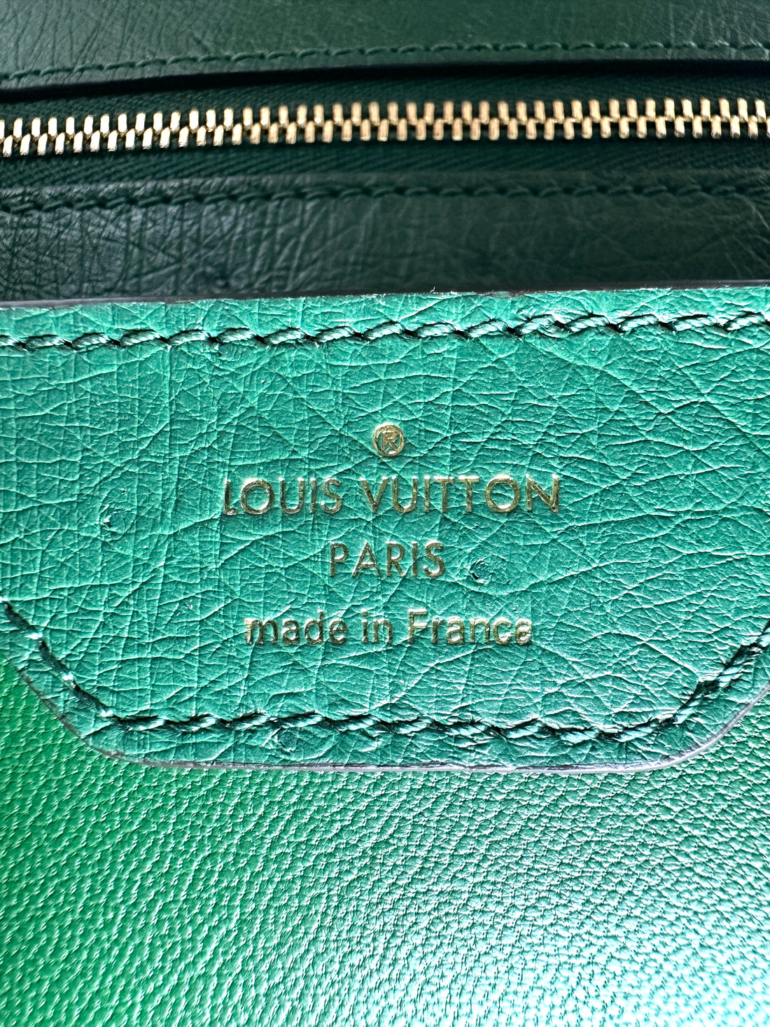 Louis Vuitton Capucines BB Green Ostrich Leather Handle Bag LV3183