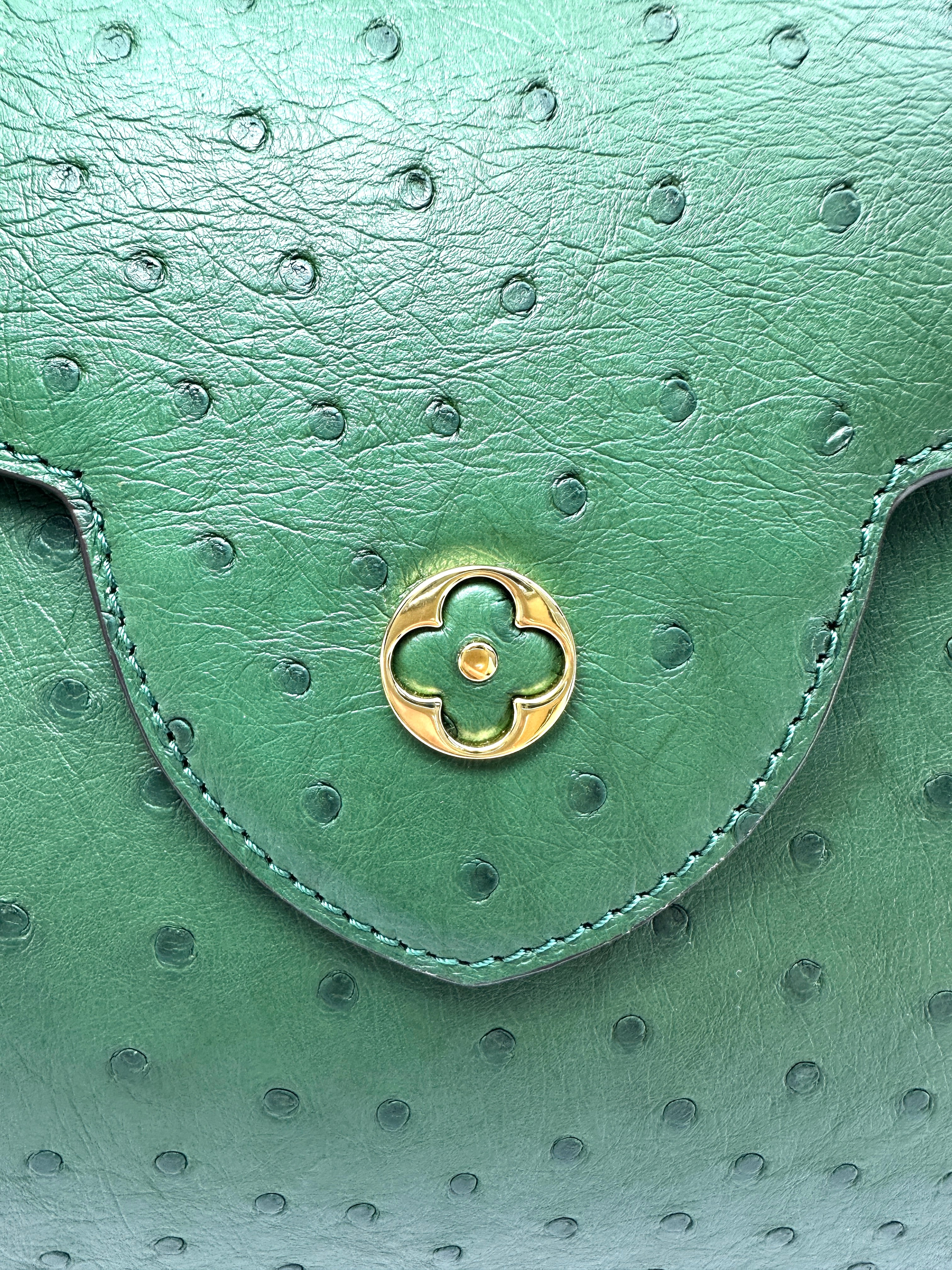 Louis Vuitton Capucines BB Green Ostrich Leather Handle Bag LV3183