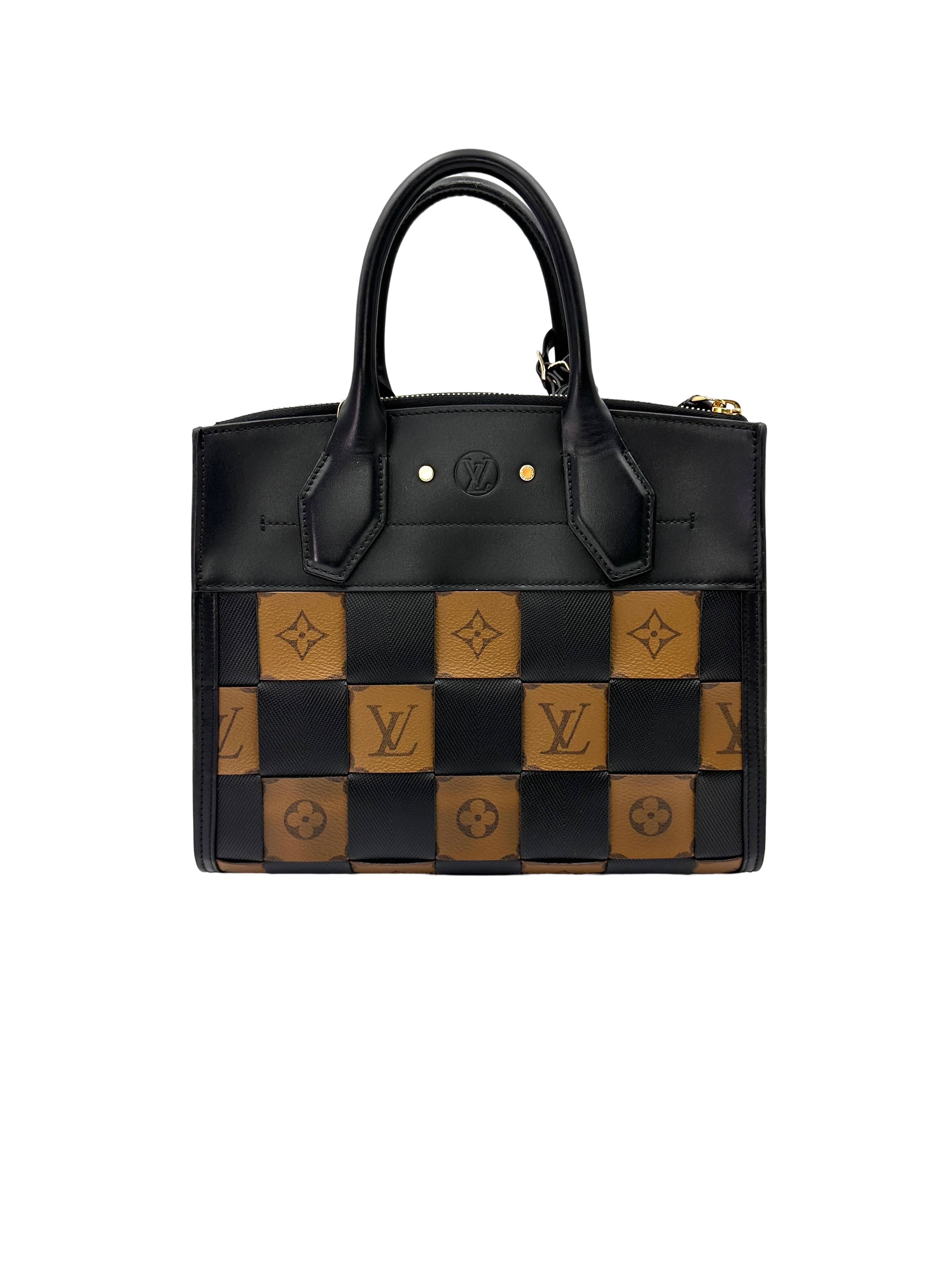Louis Vuitton City Steamer PM Yellow/Black Checkerboard Monogram Handle Bag LV3171