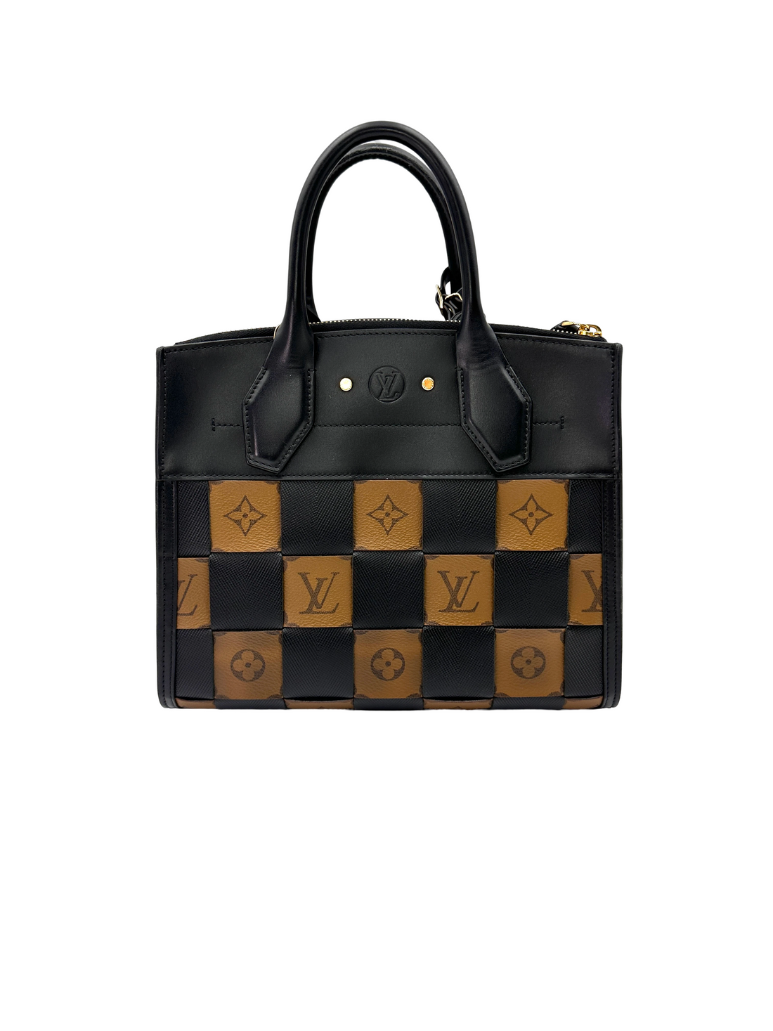 Louis Vuitton City Steamer PM Yellow/Black Checkerboard Monogram Handle Bag LV3171