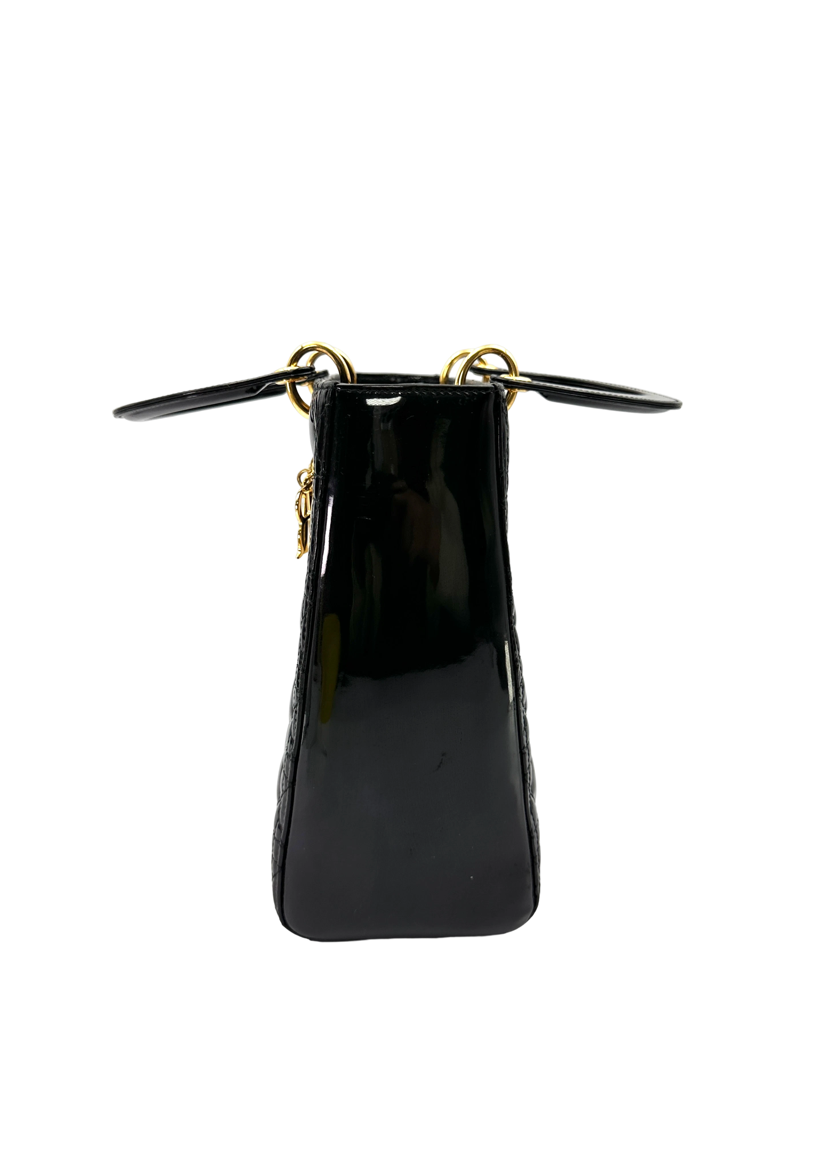 Christian Dior Lady Dior Black Cannage Leather Handle Bag DR855