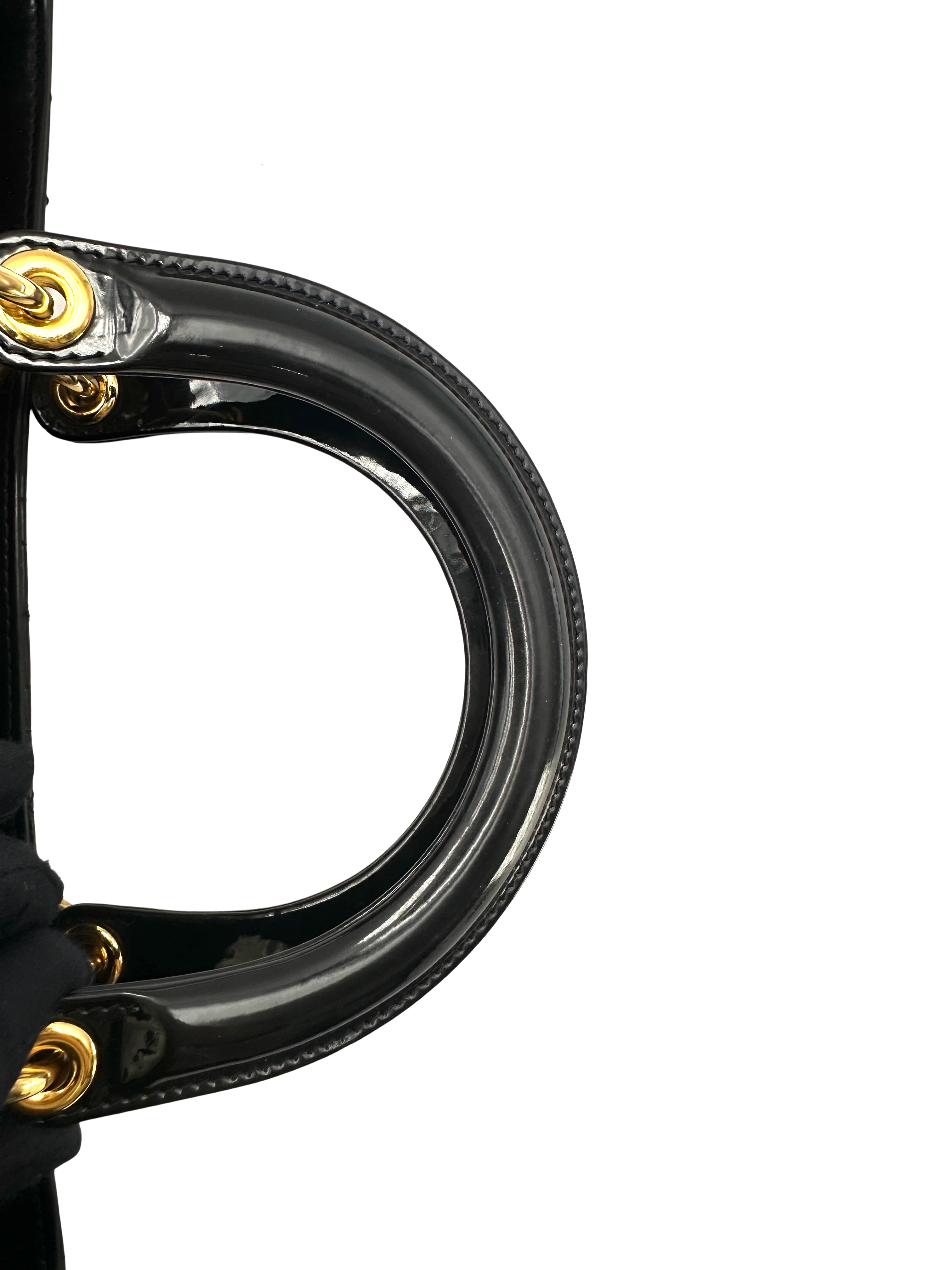 Christian Dior Lady Dior Black Cannage Leather Handle Bag DR855